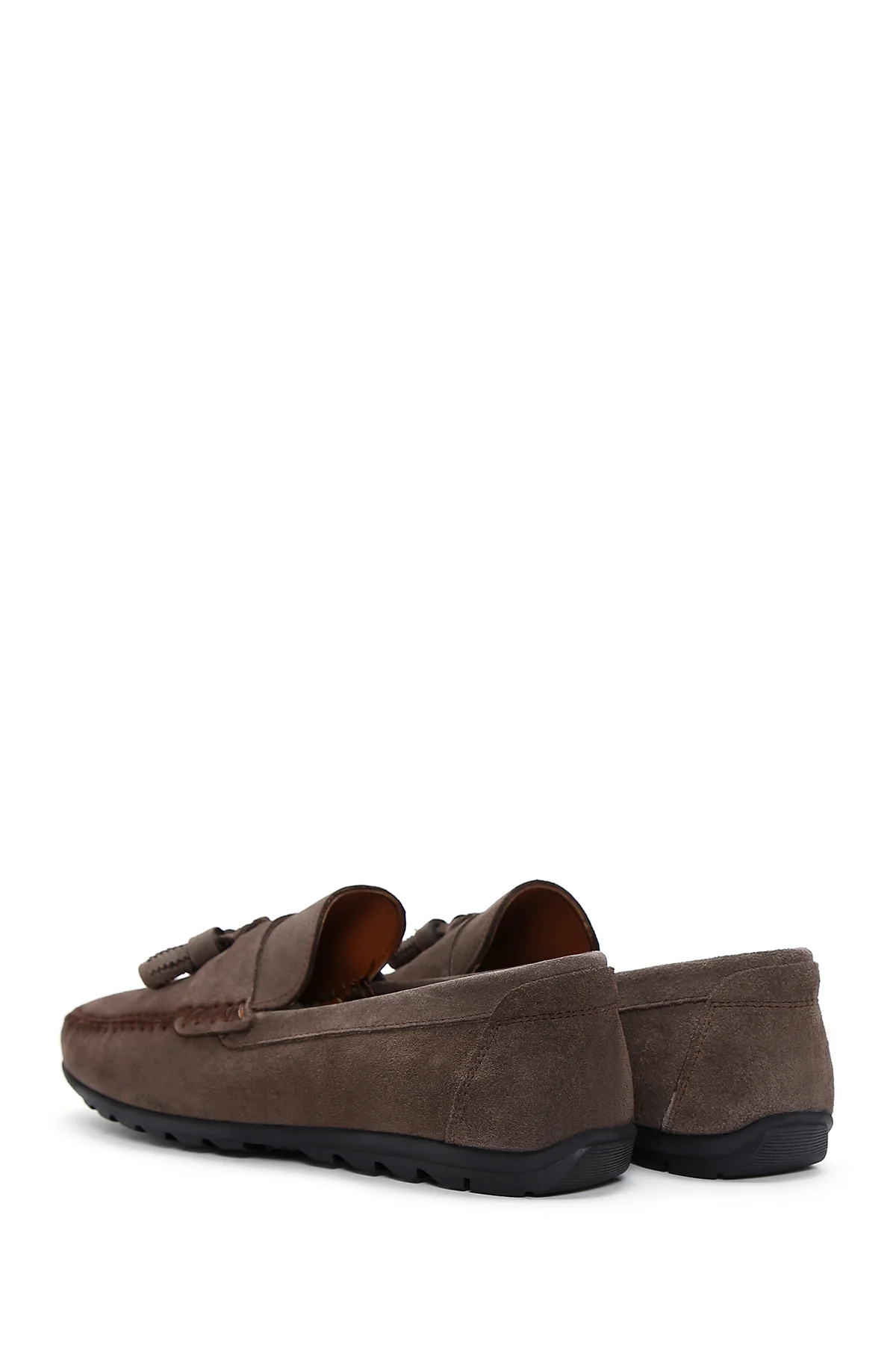 Erkek Vizon Püsküllü Süet Deri Casual Loafer - Image 5
