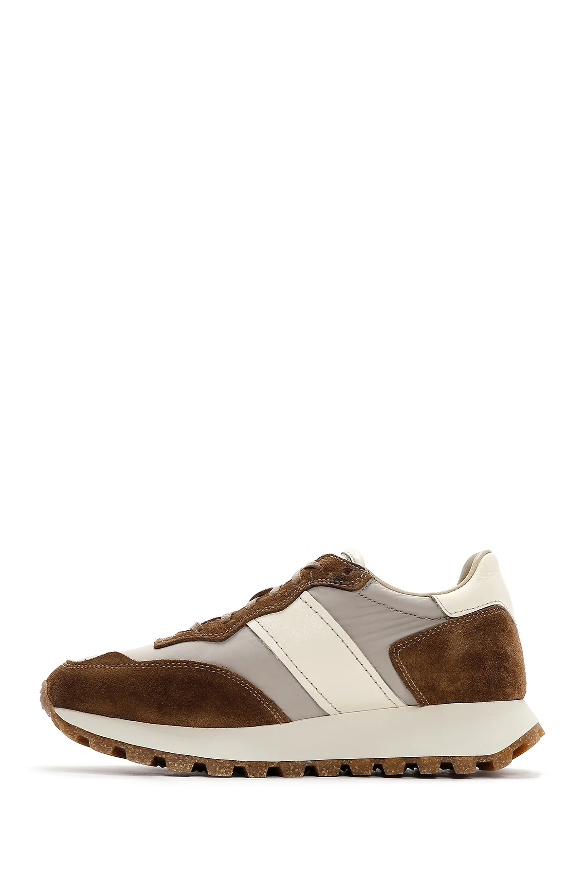 Erkek Vizon Süet Deri Detaylı Sneaker - Image 2