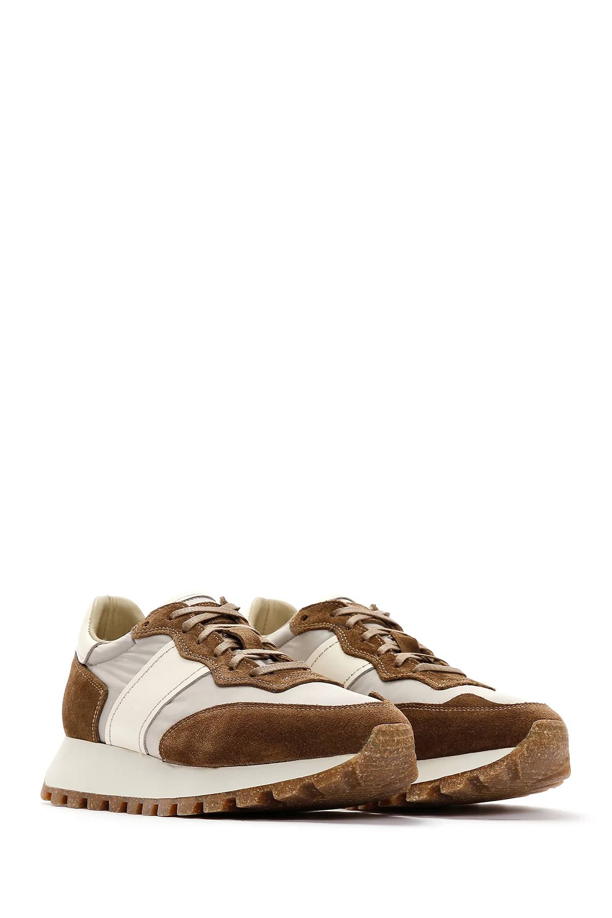 Erkek Vizon Süet Deri Detaylı Sneaker - Image 3