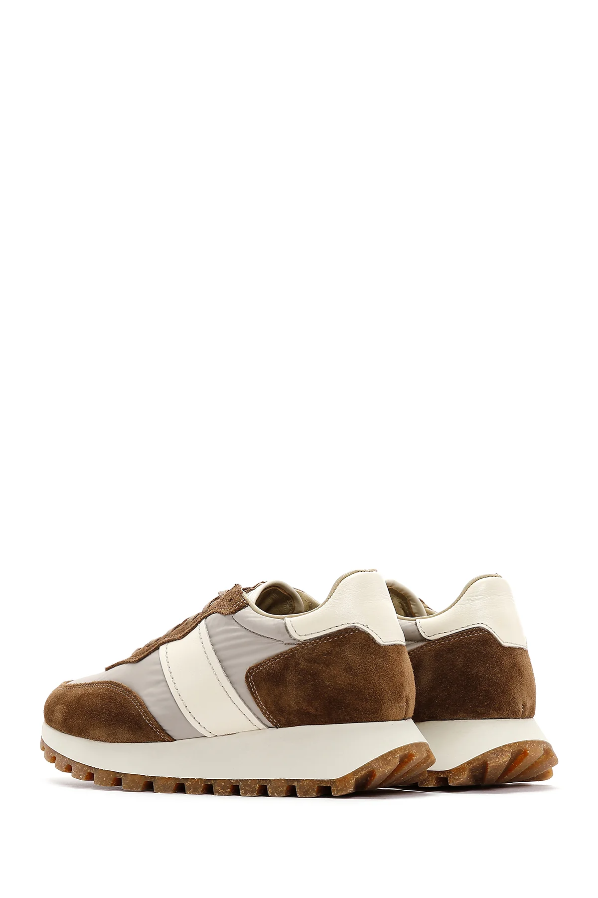 Erkek Vizon Süet Deri Detaylı Sneaker - Image 5
