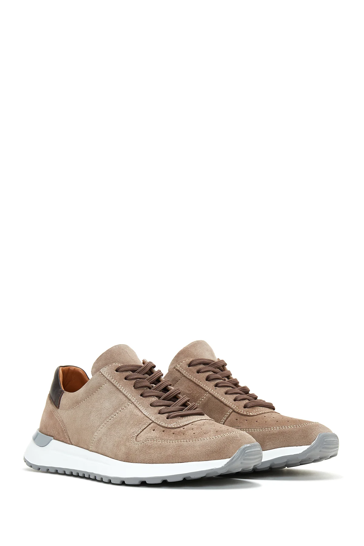 Erkek Vizon Süet Deri Sneaker - Image 3