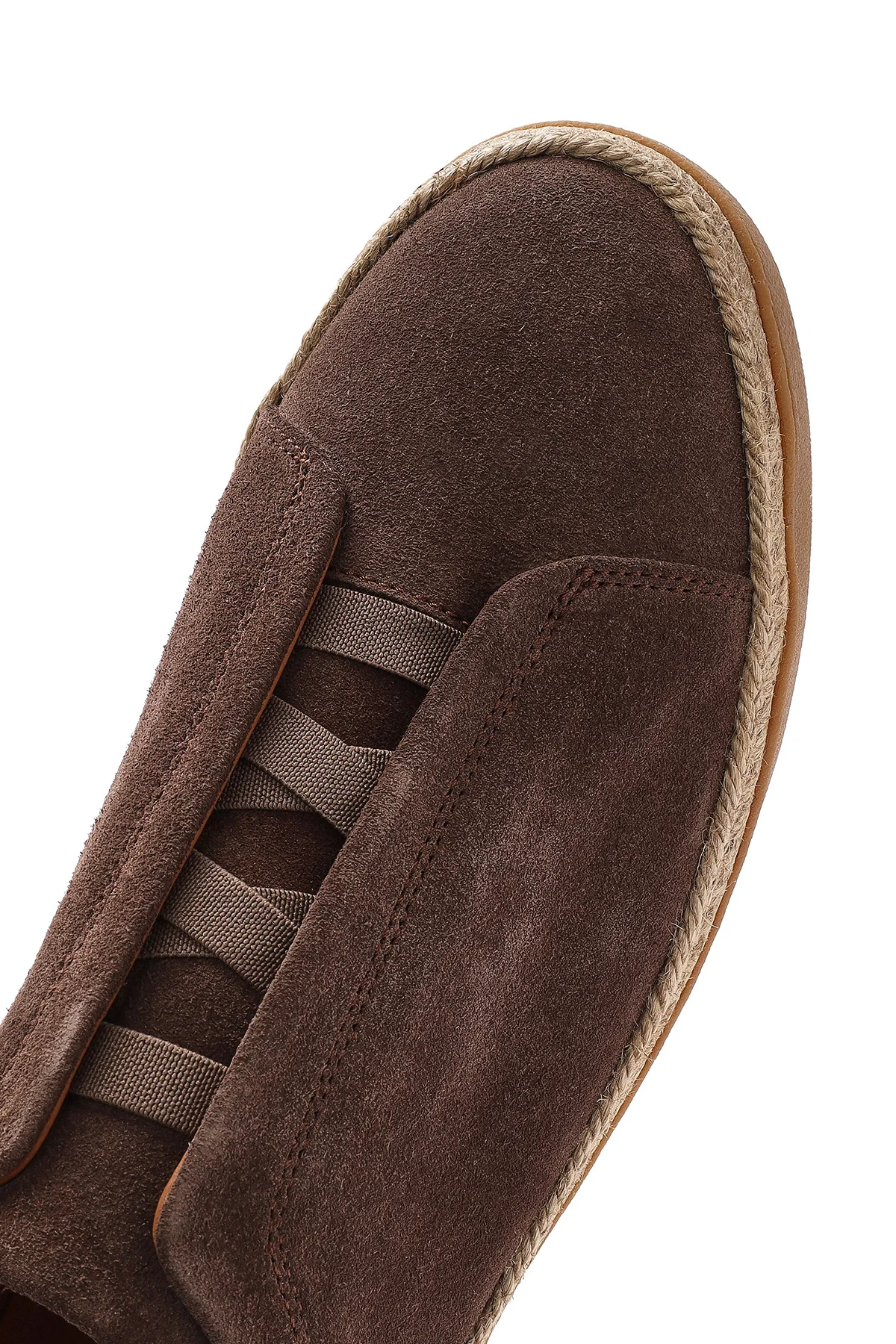 Erkek Vizon Süet Deri Sneaker - Image 8