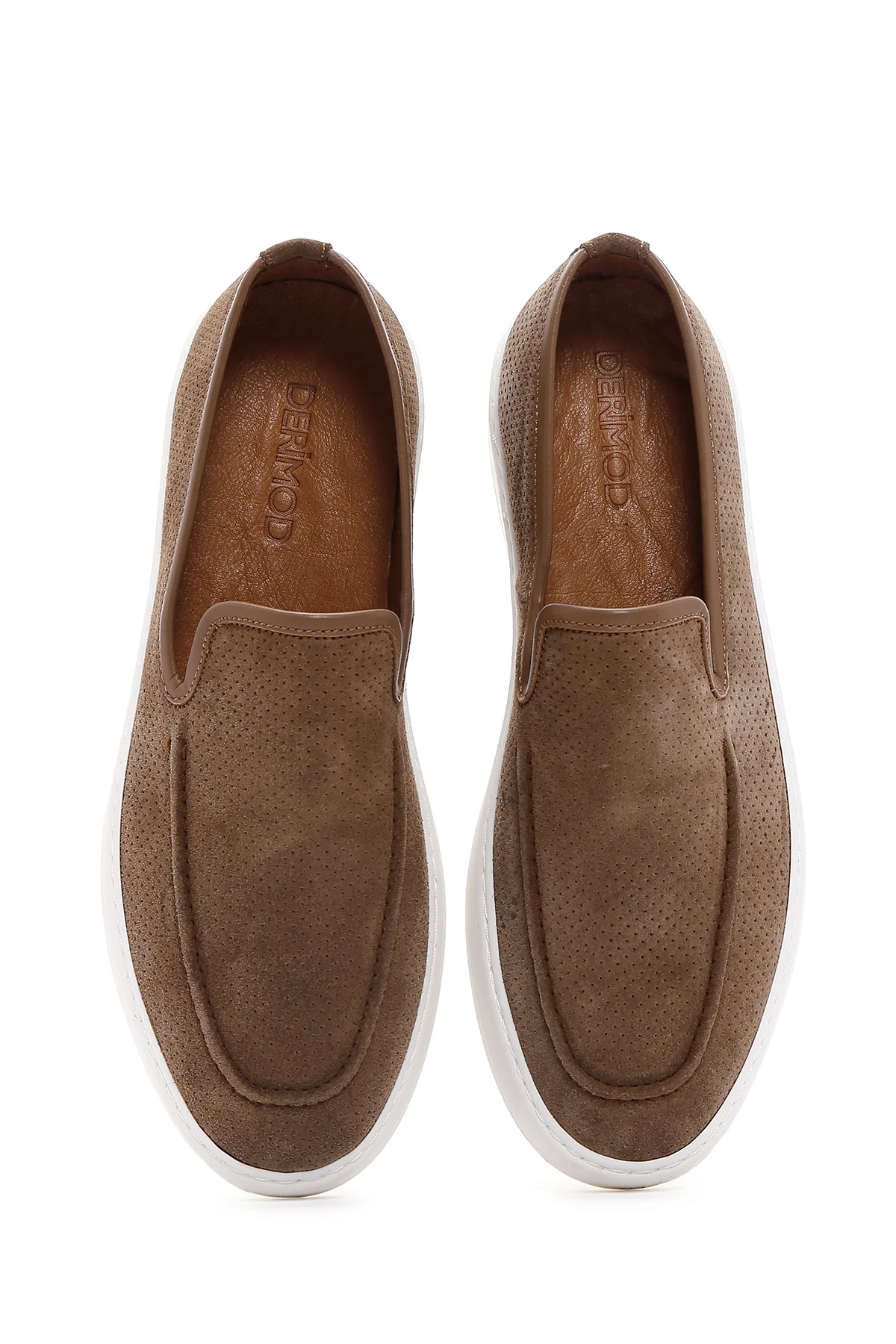 Erkek Vizon Süet Deri Spor Loafer - Image 6