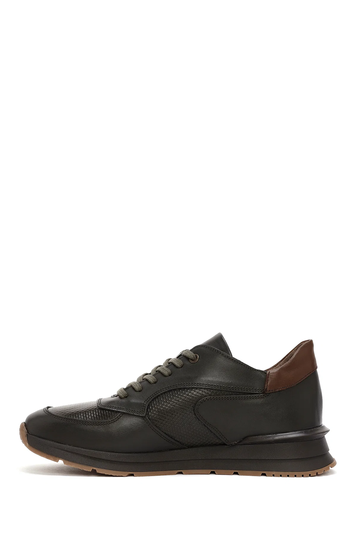 Erkek Yeşil Bağcıklı Deri Casual Sneaker - Image 2