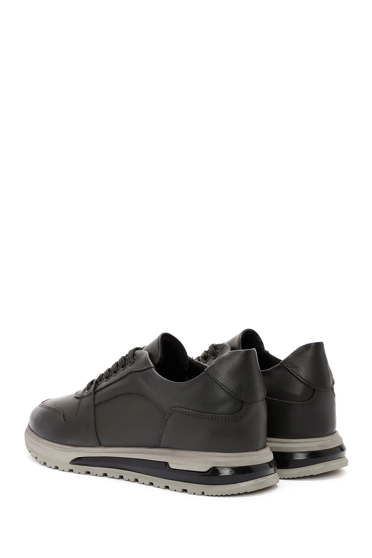 Erkek Yeşil Bağcıklı Deri Casual Sneaker - Image 5