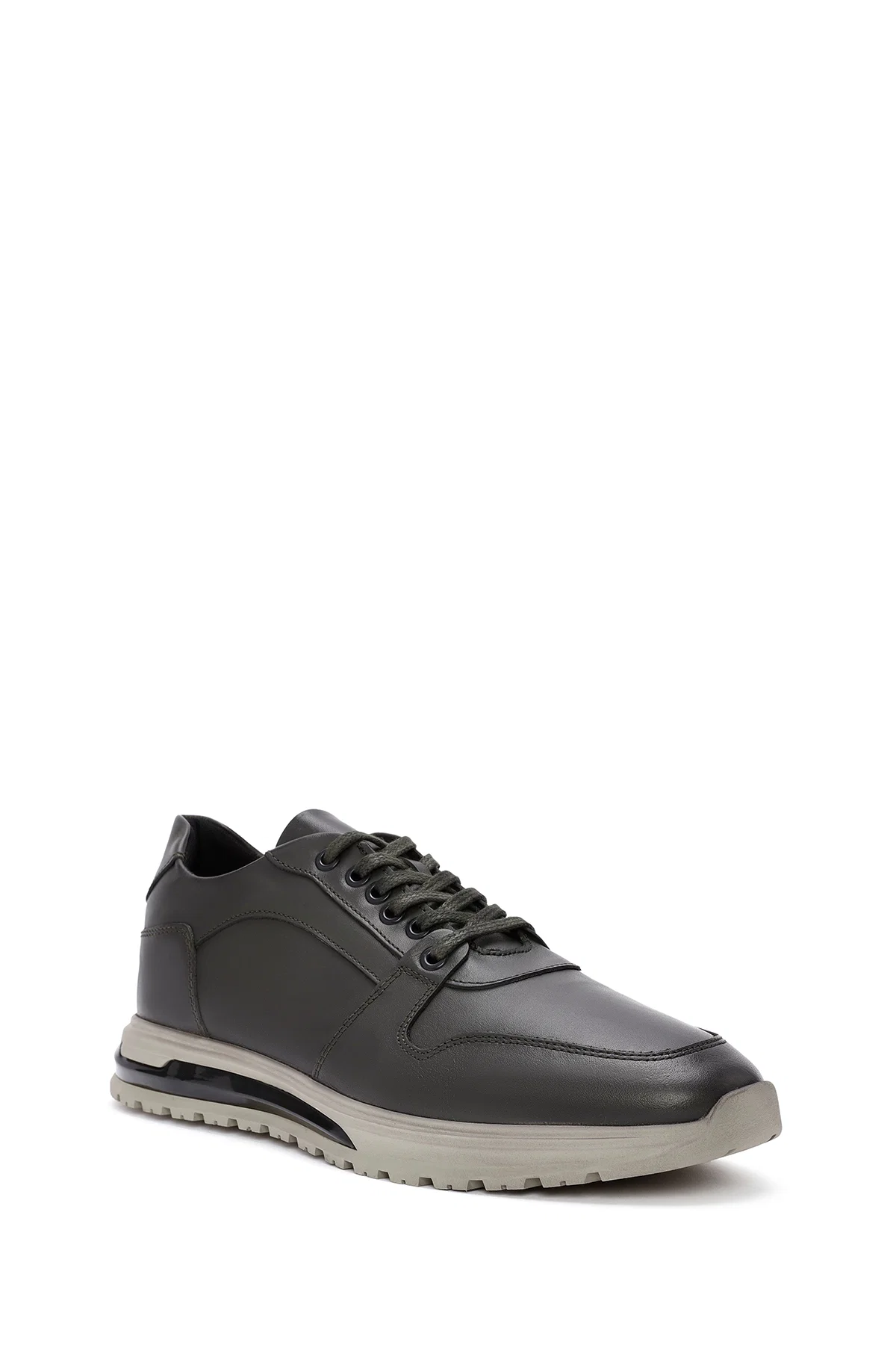 Erkek Yeşil Bağcıklı Deri Casual Sneaker - Image 6