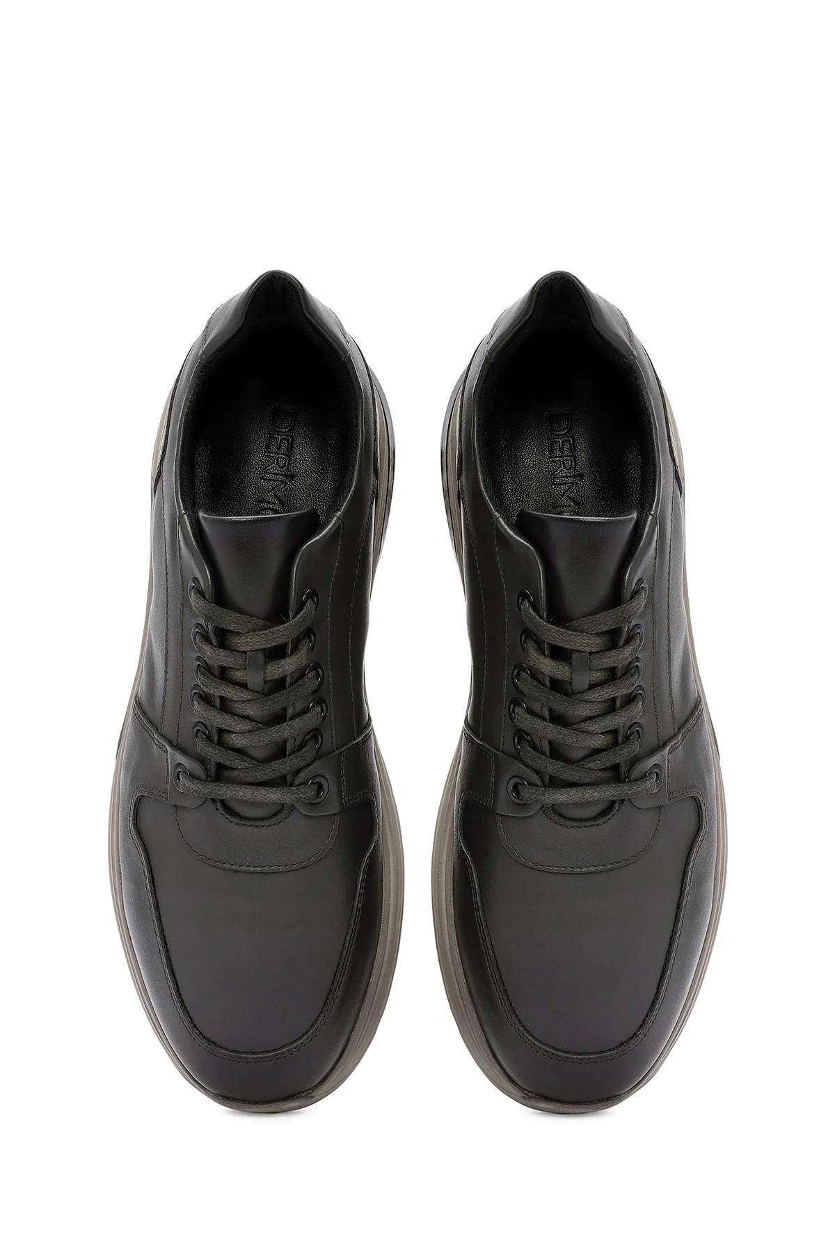 Erkek Yeşil Bağcıklı Deri Casual Sneaker - Image 7