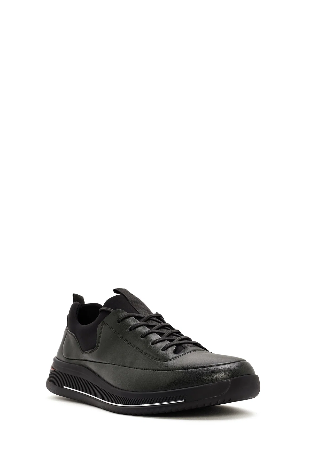 Erkek Yeşil Bağcıklı Deri Sneaker - Image 6