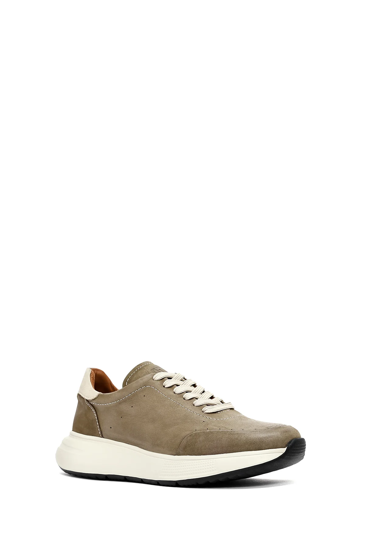 Erkek Yeşil Bağcıklı Kalın Tabanlı Nubuk Deri Sneaker - Image 6