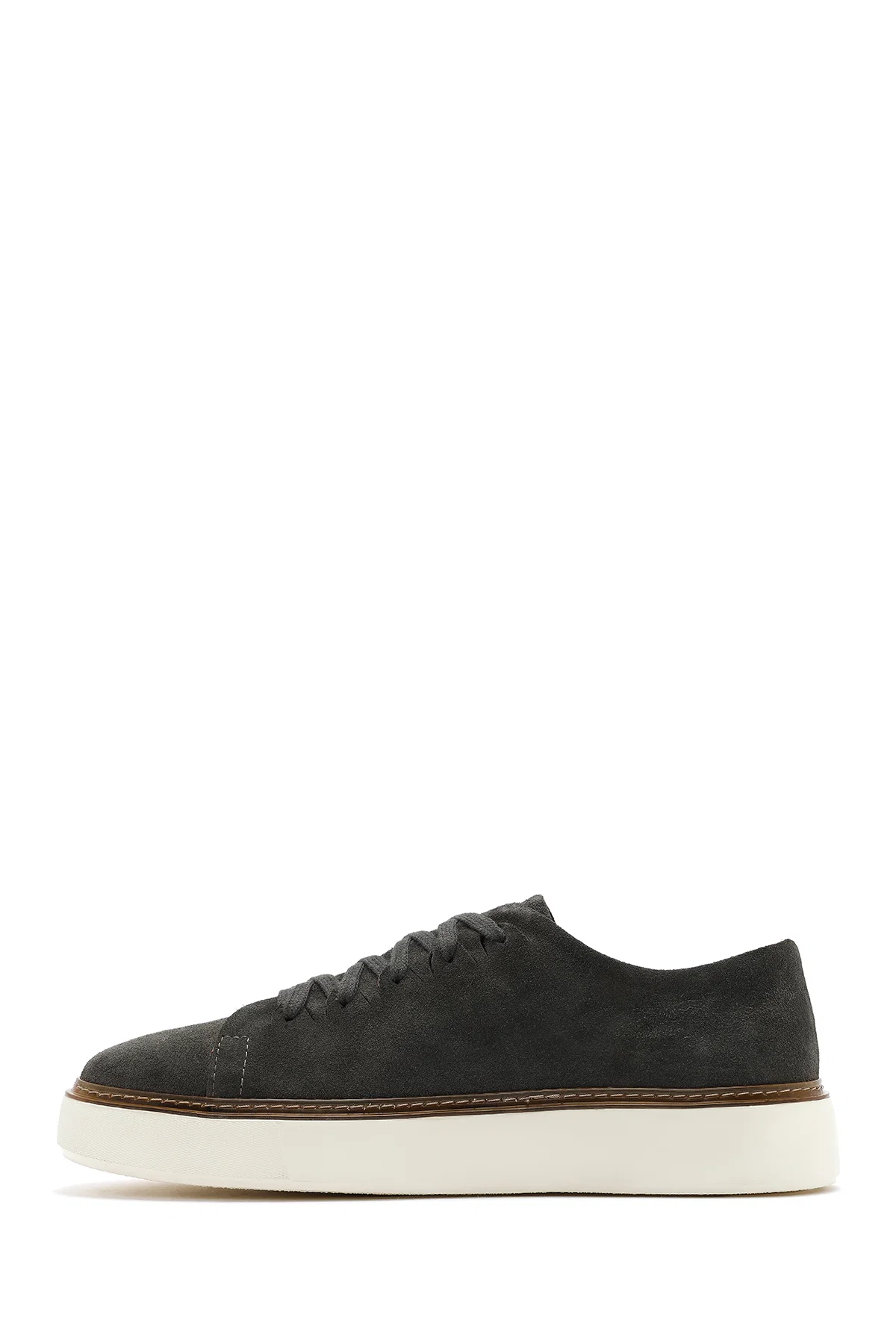 Erkek Yeşil Bağcıklı Kalın Tabanlı Süet Deri Sneaker - Image 2