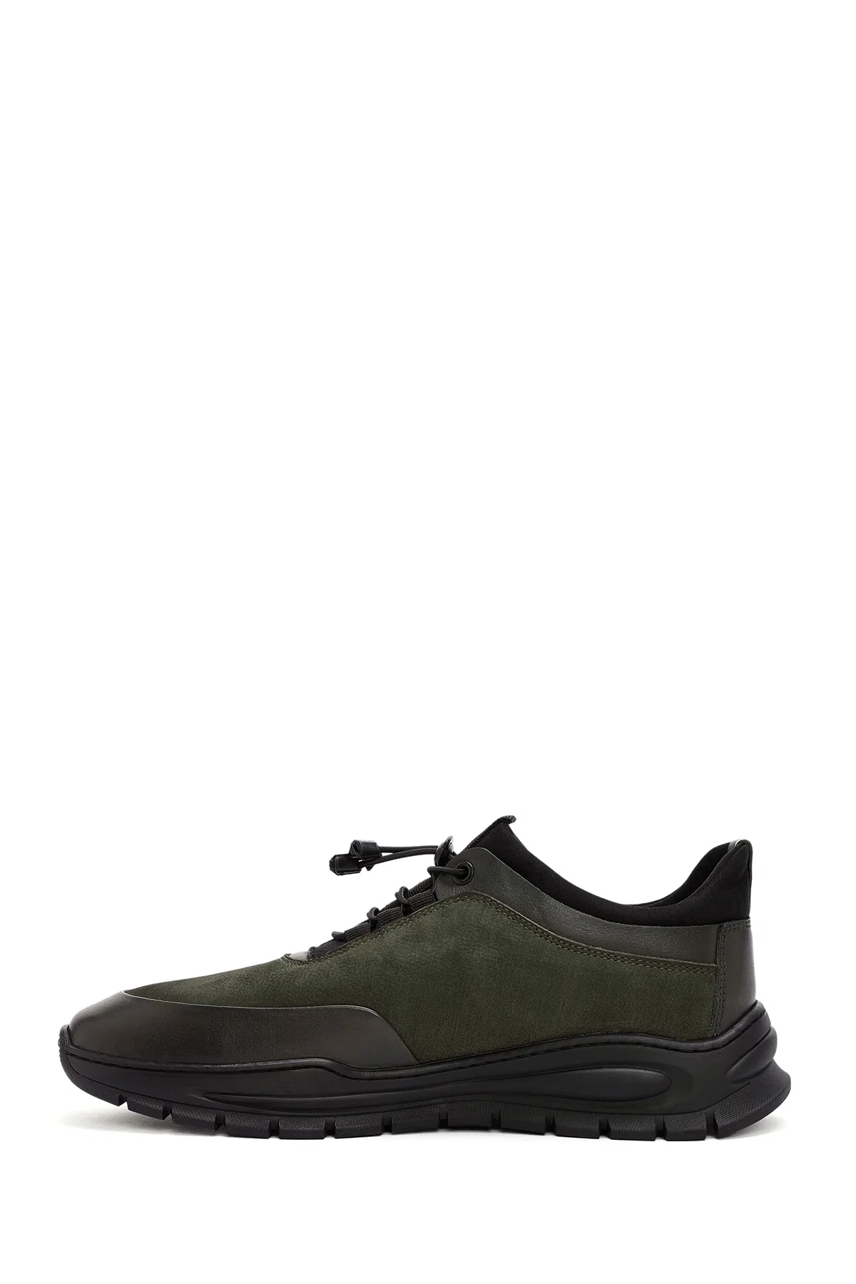 Erkek Yeşil Bağcıklı Nubuk Deri Casual Sneaker - Image 2