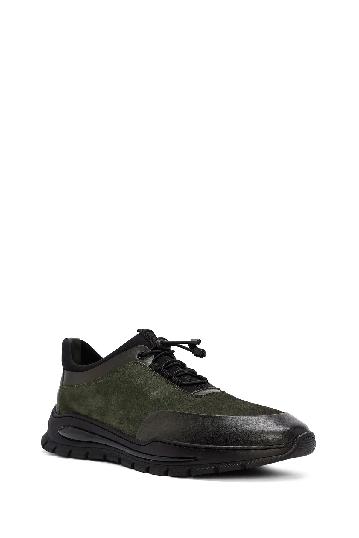 Erkek Yeşil Bağcıklı Nubuk Deri Casual Sneaker - Image 6