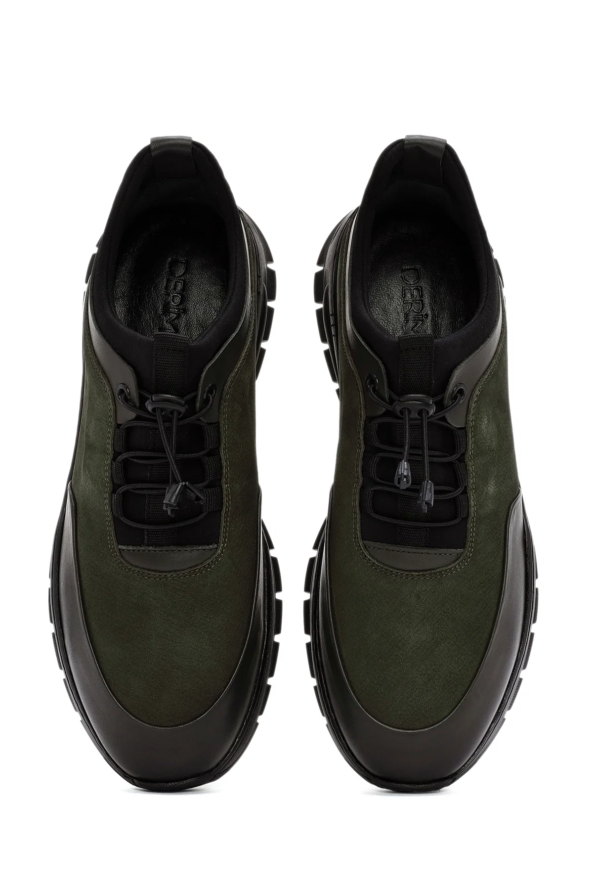 Erkek Yeşil Bağcıklı Nubuk Deri Casual Sneaker - Image 7