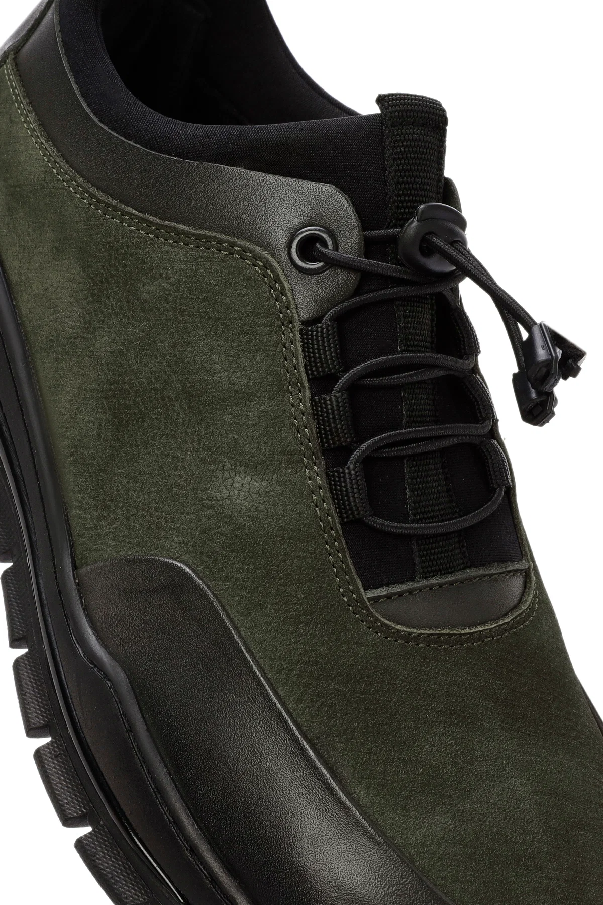 Erkek Yeşil Bağcıklı Nubuk Deri Casual Sneaker - Image 9