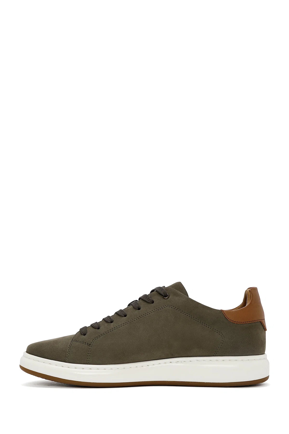 Erkek Yeşil Bağcıklı Nubuk Deri Sneaker - Image 2