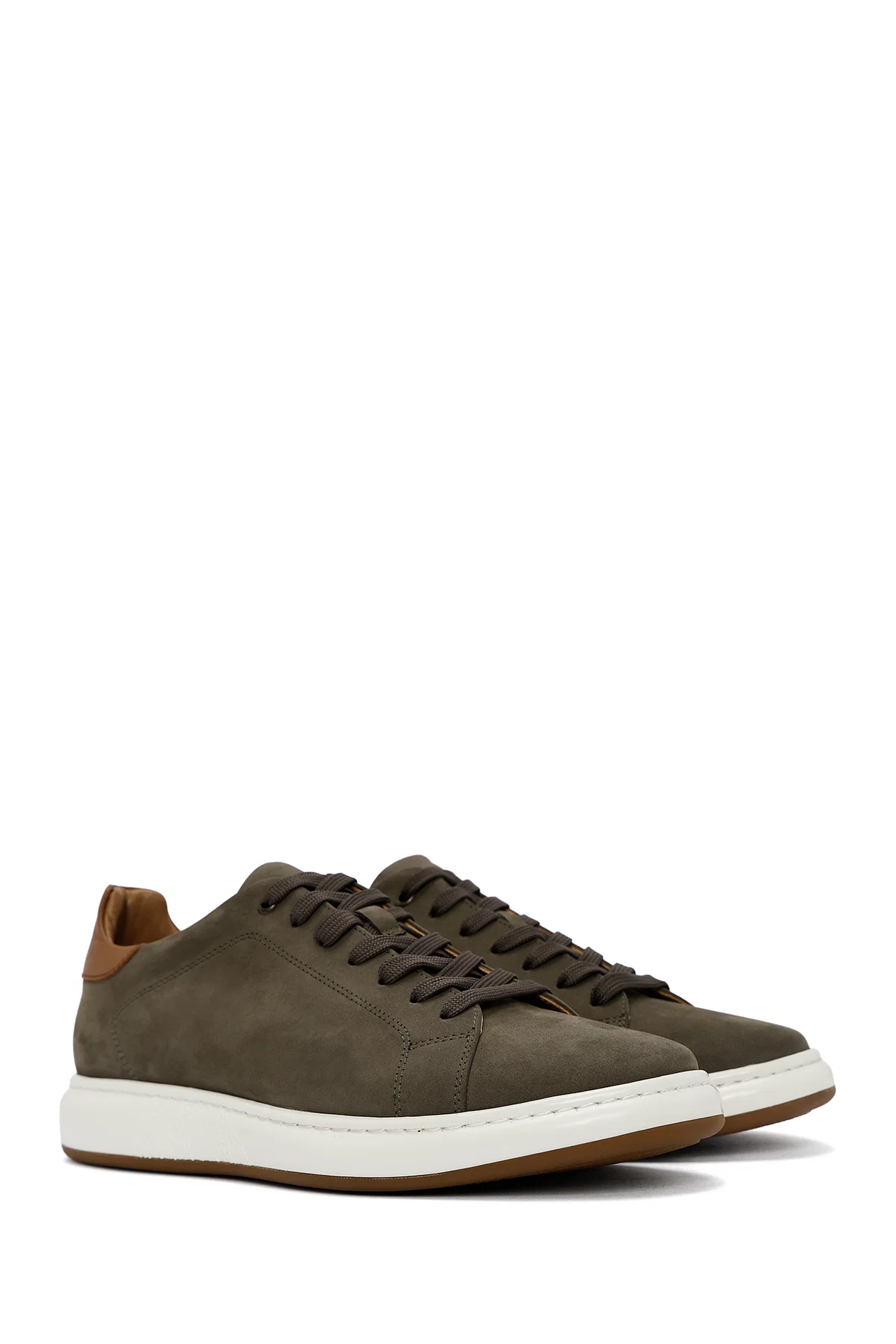 Erkek Yeşil Bağcıklı Nubuk Deri Sneaker - Image 3