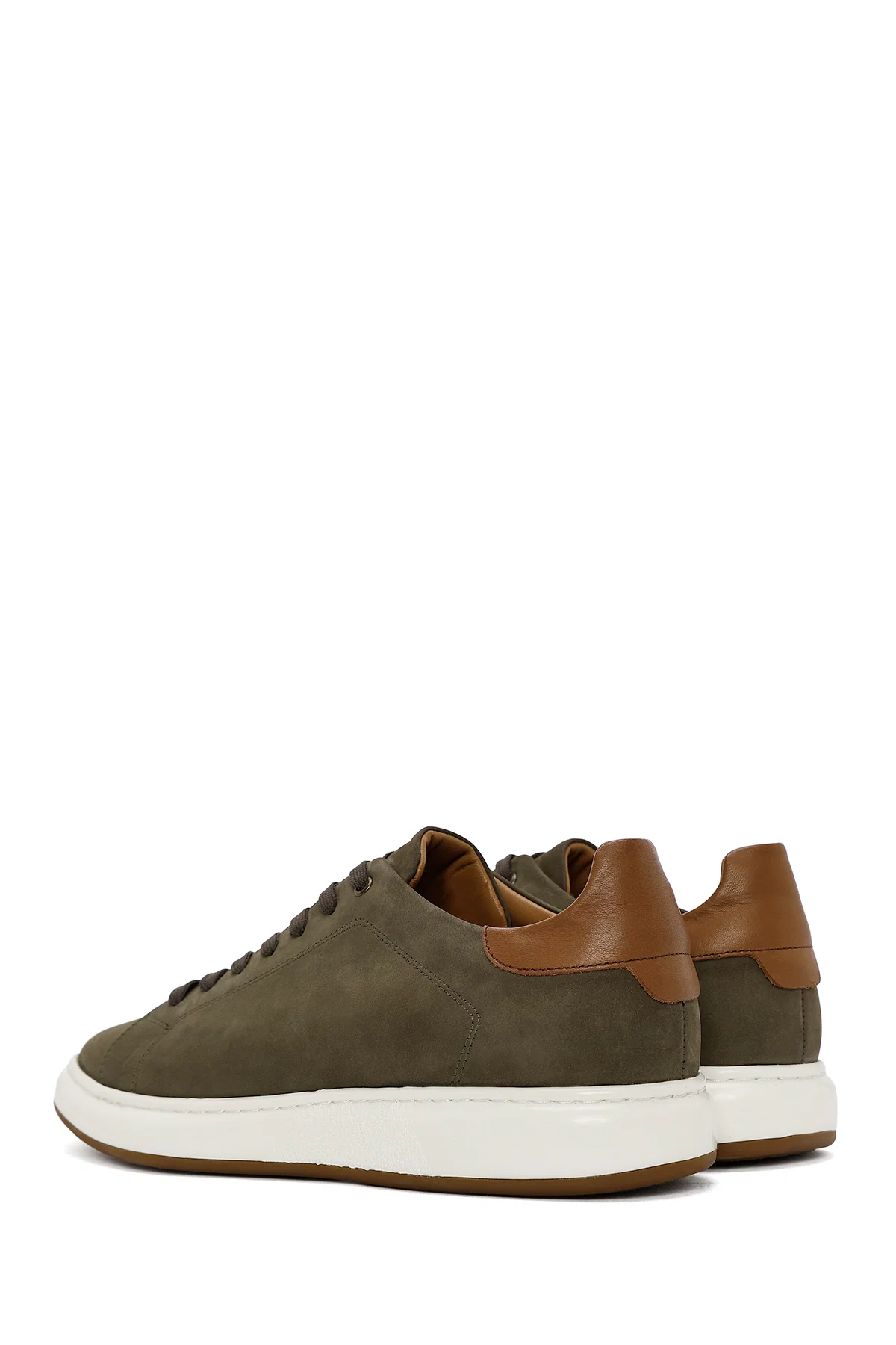 Erkek Yeşil Bağcıklı Nubuk Deri Sneaker - Image 5