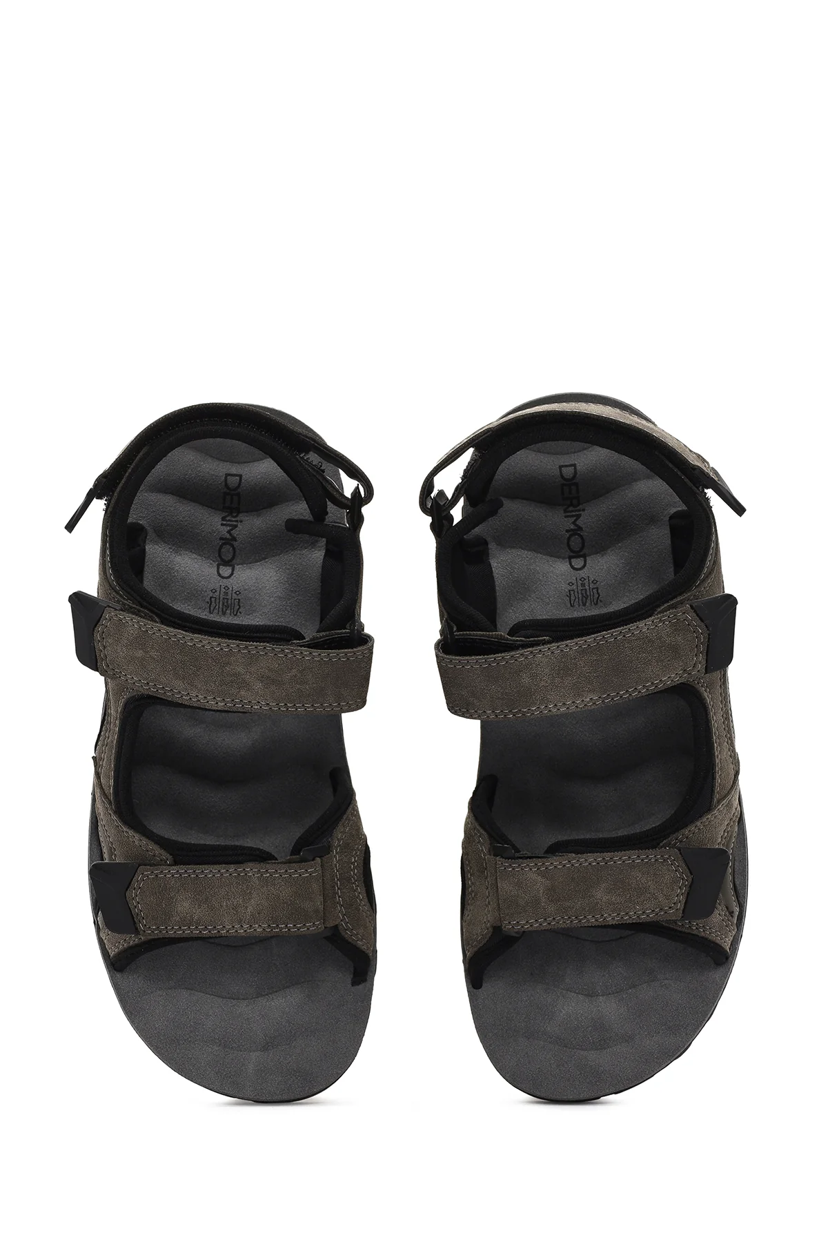 Erkek Yeşil Bantlı Nubuk Deri Casual Sandalet - Image 7