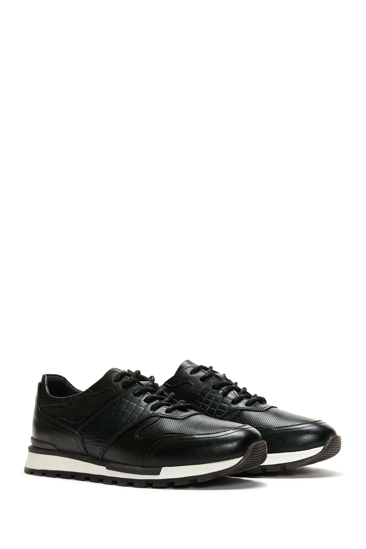 Erkek Yeşil Deri Baskılı Sneaker - Image 3