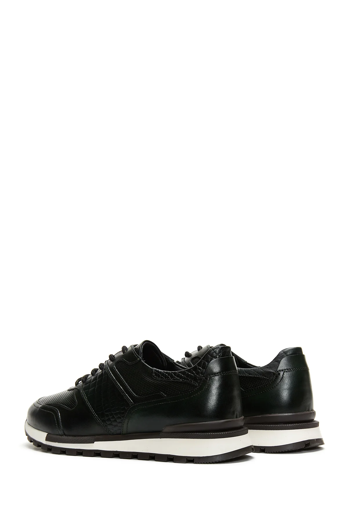 Erkek Yeşil Deri Baskılı Sneaker - Image 5