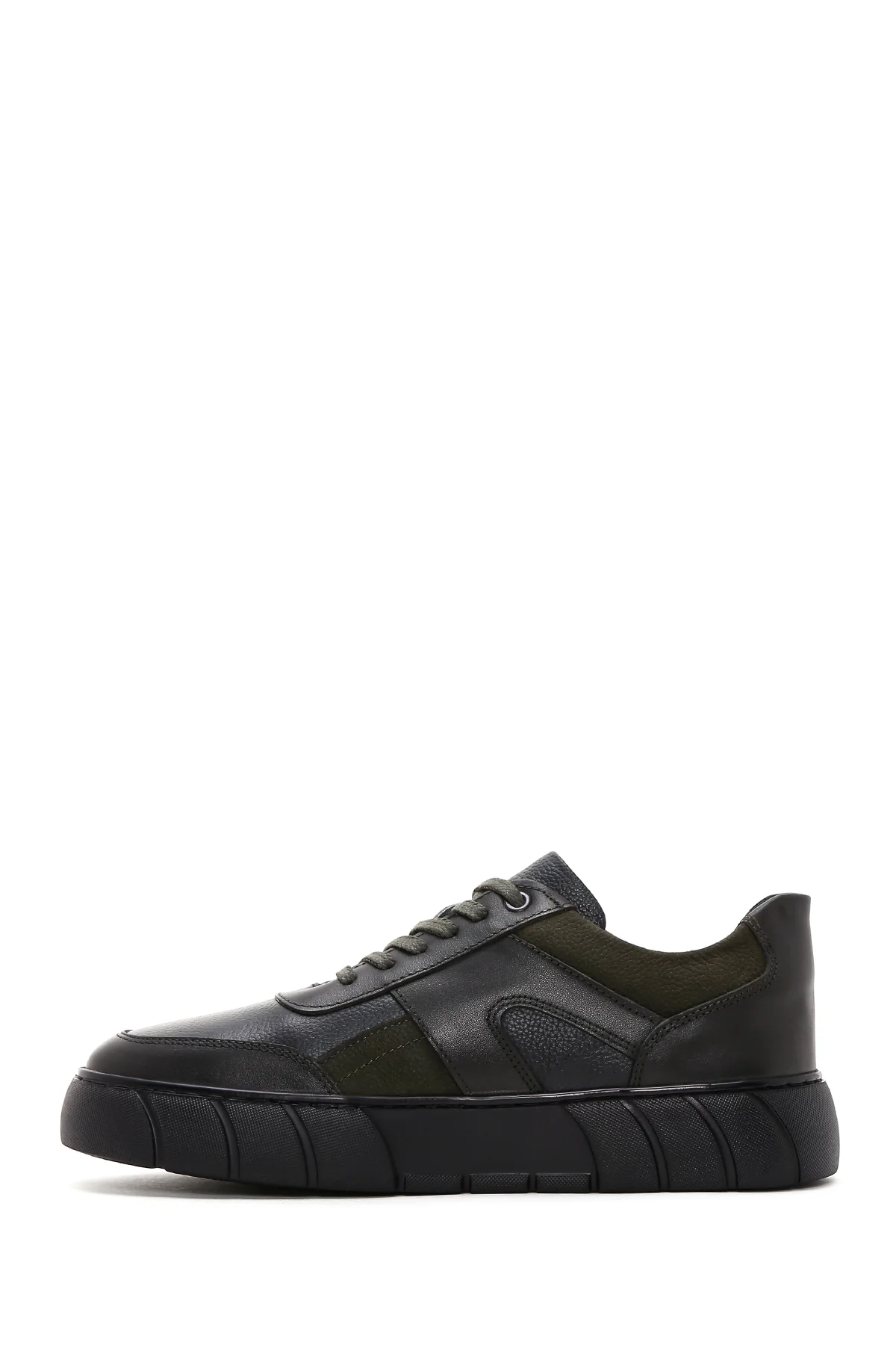 Erkek Yeşil Deri Kalın Tabanlı Sneaker - Image 2