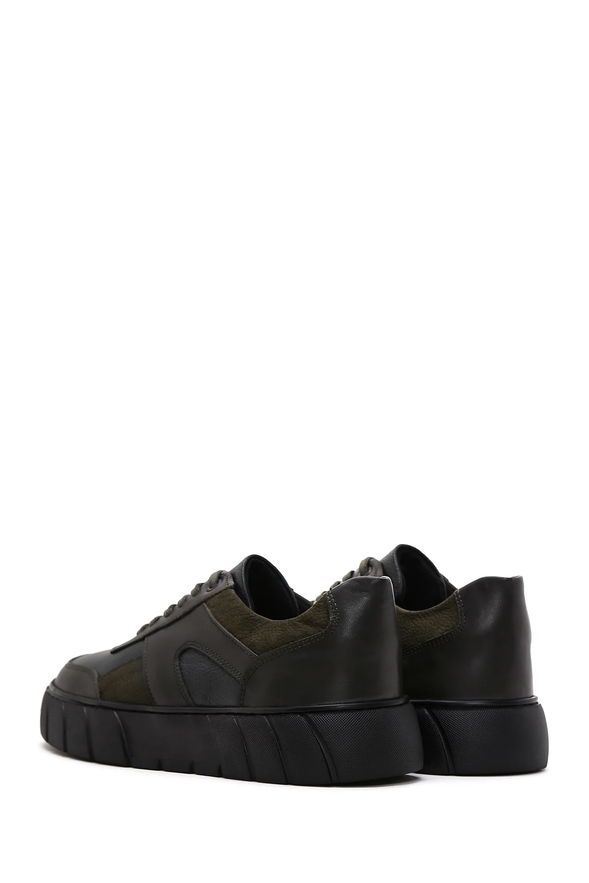 Erkek Yeşil Deri Kalın Tabanlı Sneaker - Image 5