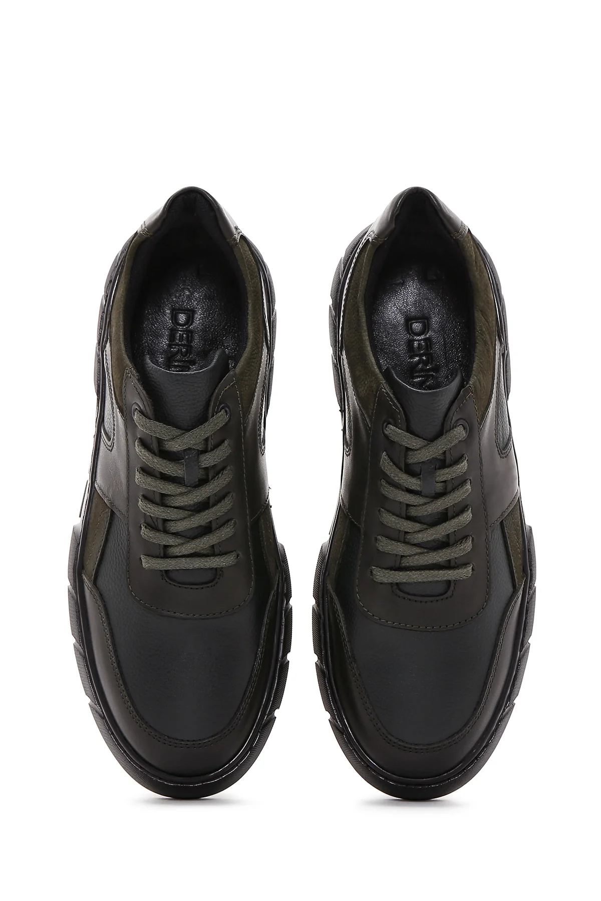 Erkek Yeşil Deri Kalın Tabanlı Sneaker - Image 6