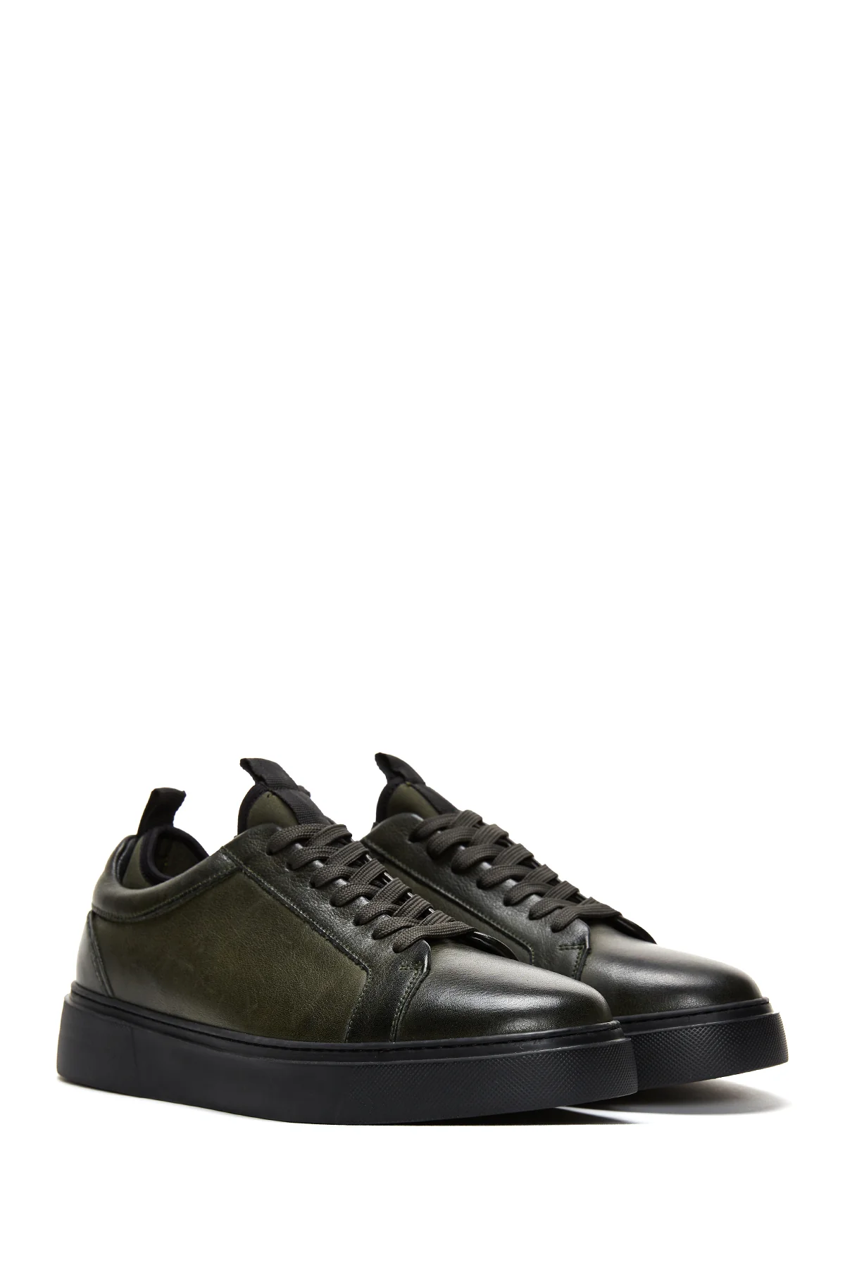 Erkek Yeşil Deri Sneaker - Image 3