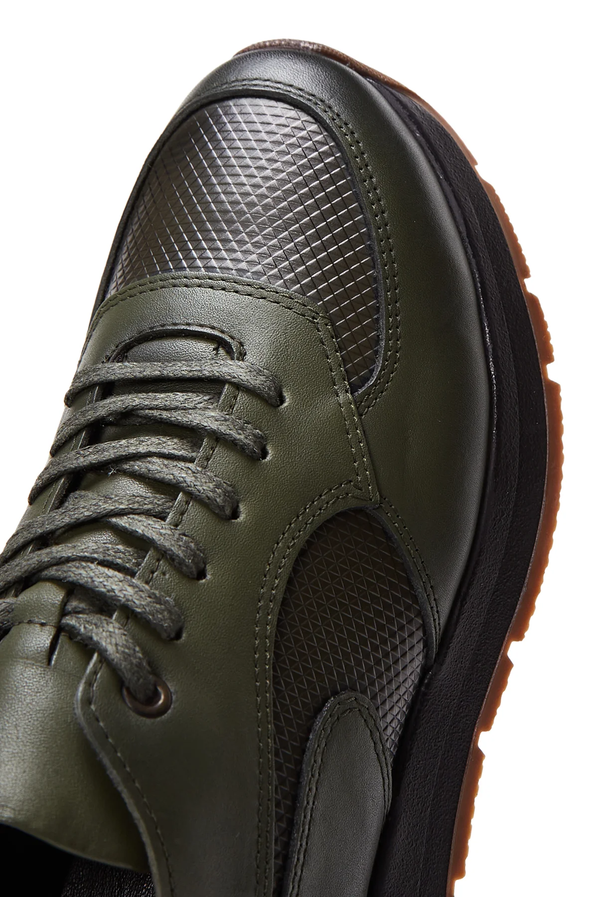 Erkek Yeşil Deri Sneaker - Image 8