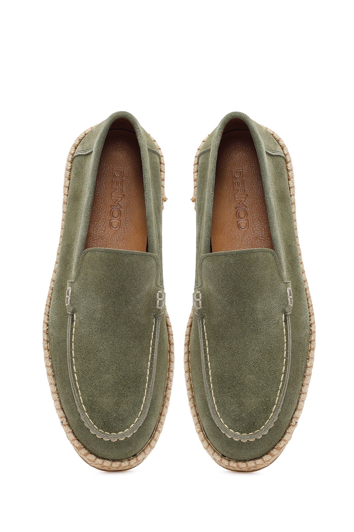 Erkek Yeşil Süet Deri Casual Loafer - Image 4