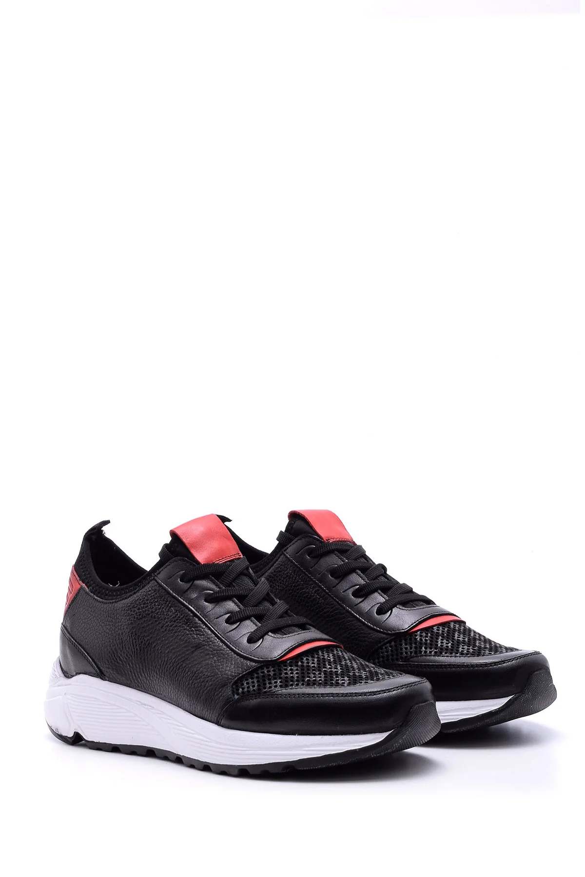 Erkek Yüksek Tabanlı Deri Sneaker - Image 3