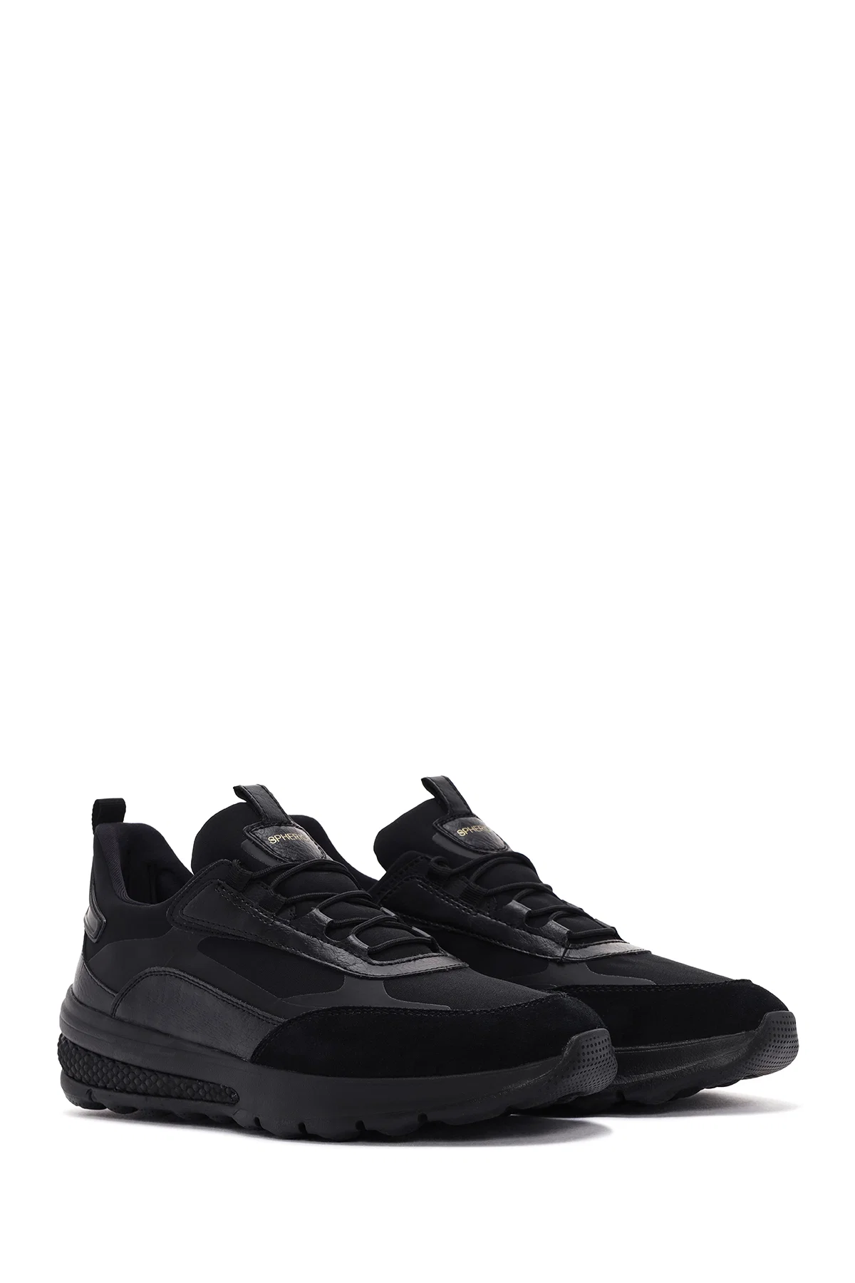 Geox Erkek Siyah Spherica Actif Bağcıklı Deri Sneaker - Image 3