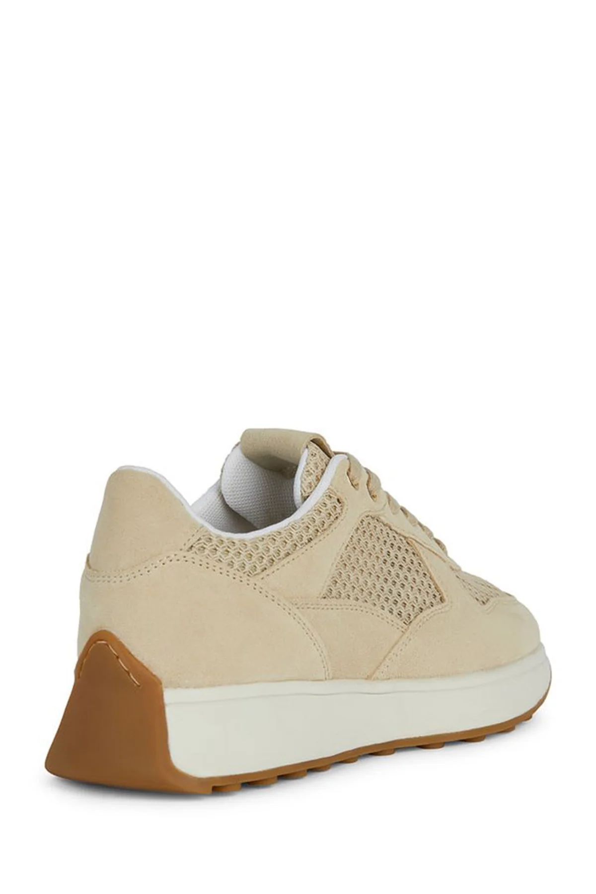 Geox Kadın Bej Amabel Bağcıklı Süet Deri Sneaker - Image 4