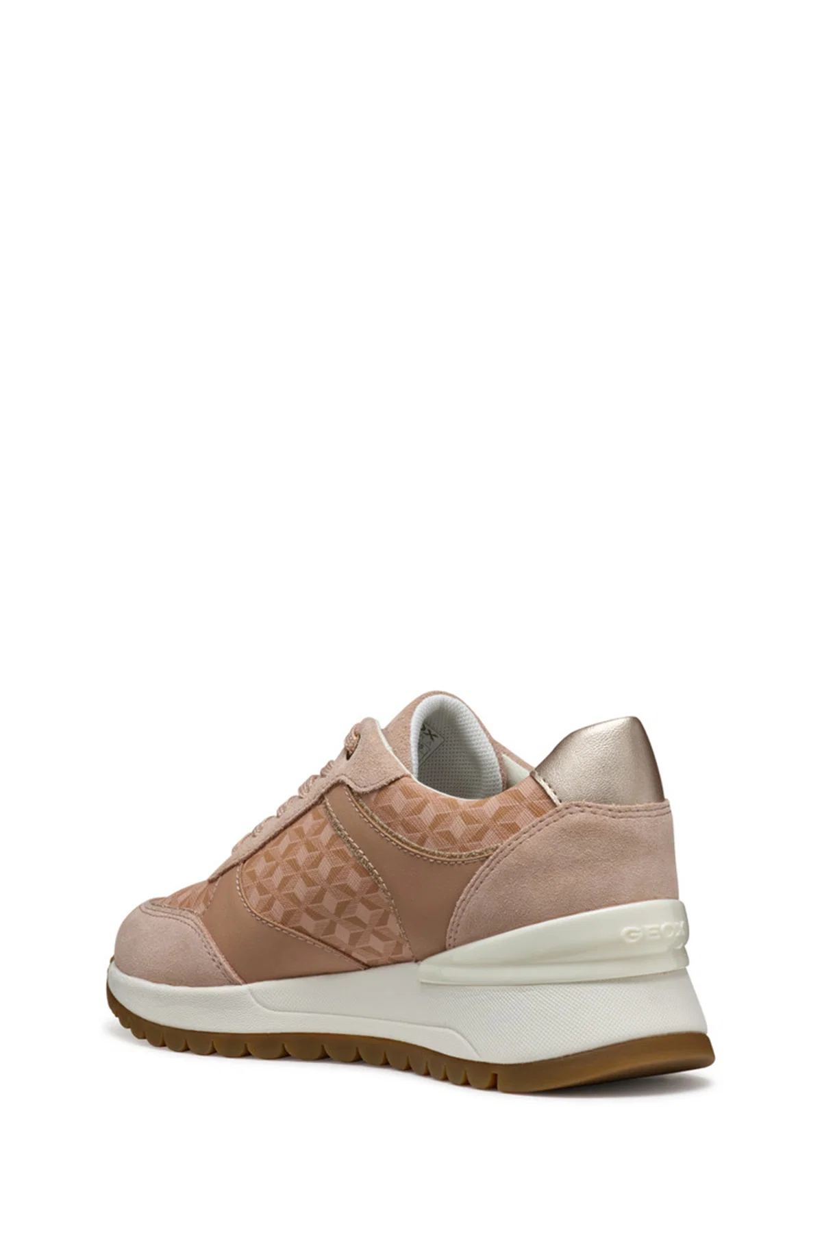 Geox Kadın Bej Bağcıklı Kalın Tabanlı Desenli Deri Sneaker - Image 3