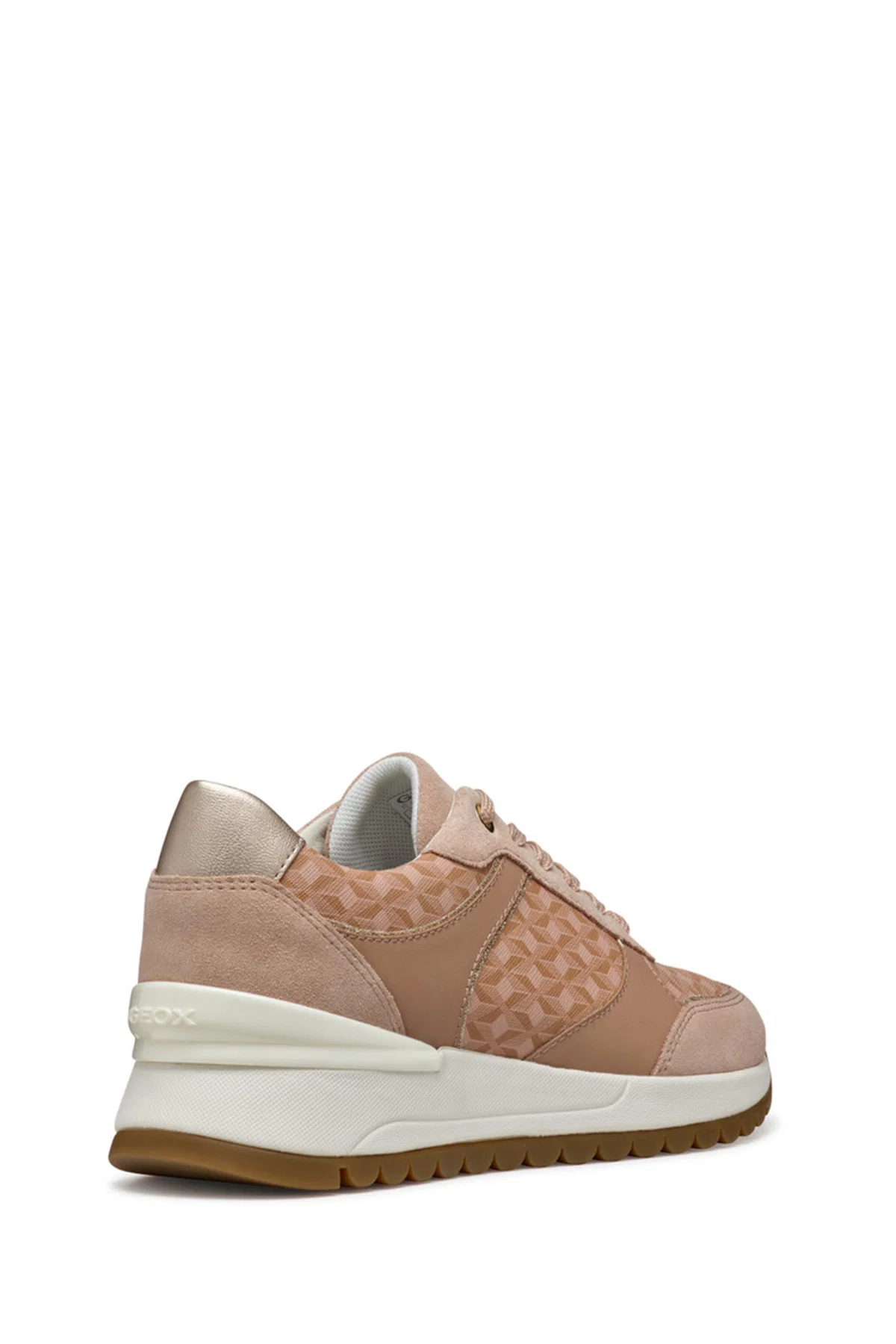 Geox Kadın Bej Bağcıklı Kalın Tabanlı Desenli Deri Sneaker - Image 4