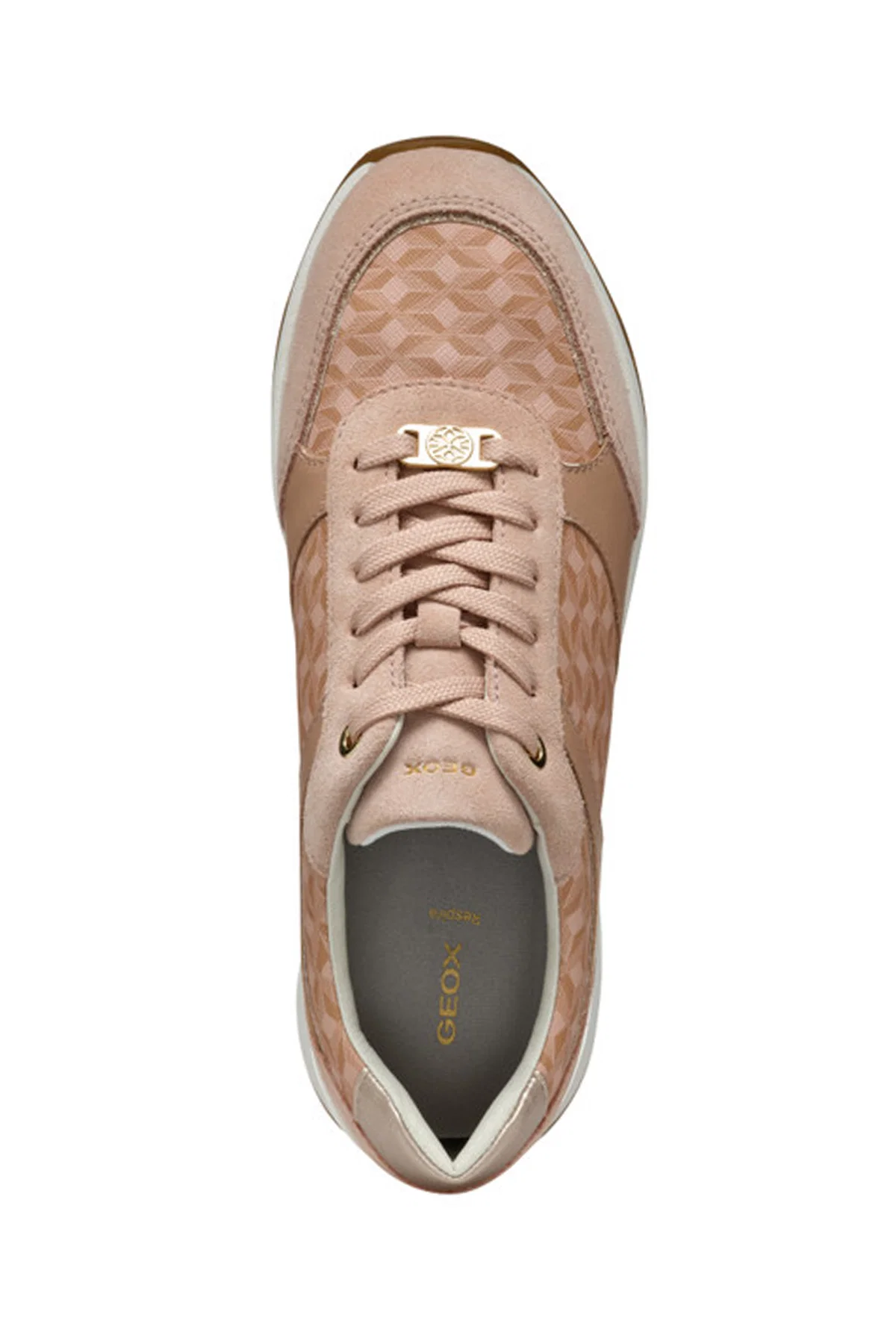 Geox Kadın Bej Bağcıklı Kalın Tabanlı Desenli Deri Sneaker - Image 5