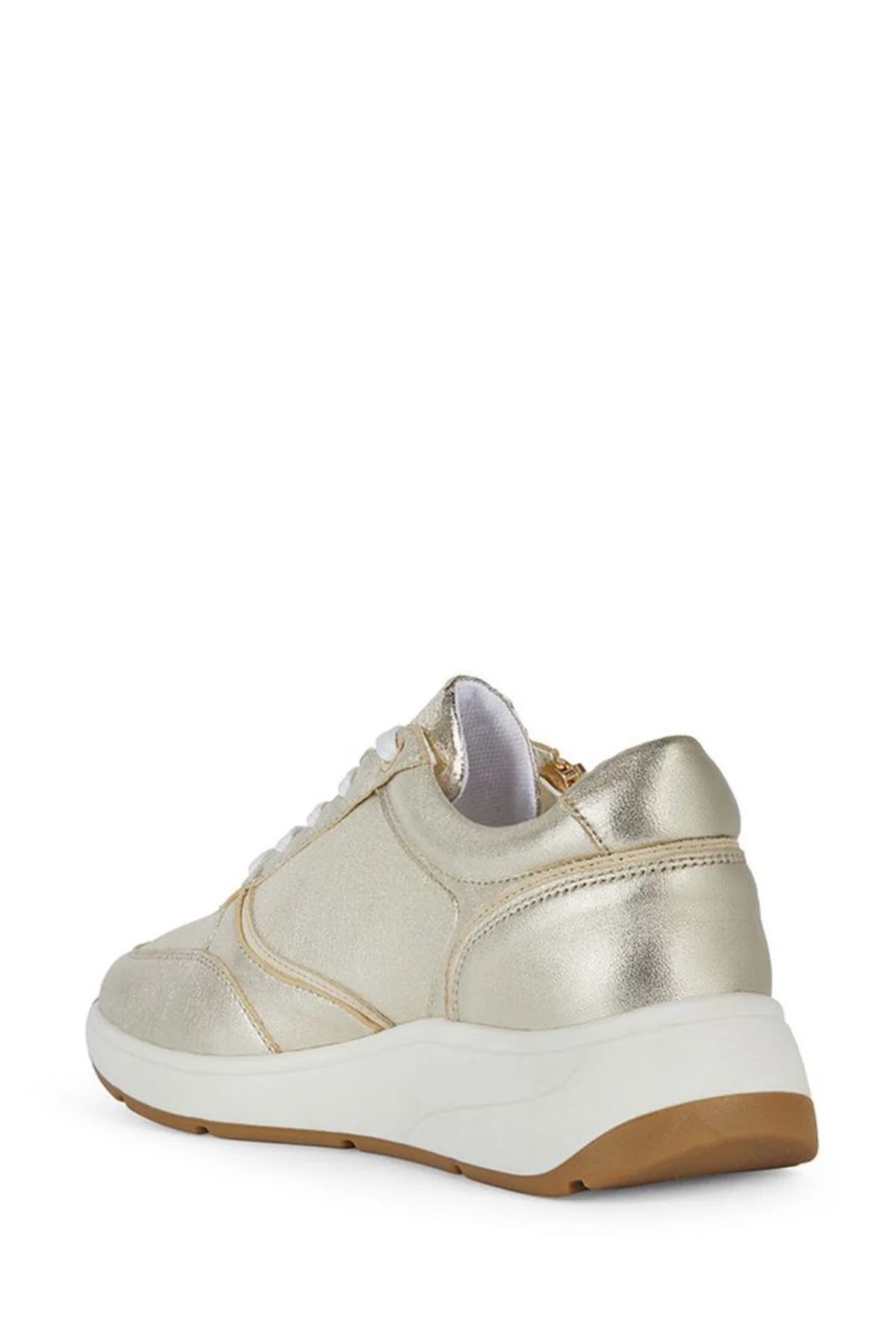 Geox Kadın Bej Cristael Bağcıklı Metalik Deri Sneaker - Image 4
