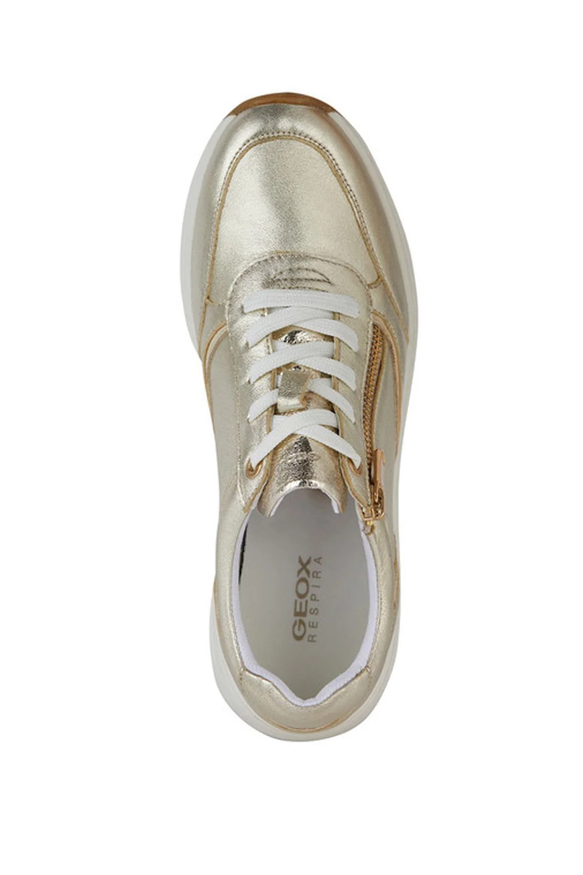 Geox Kadın Bej Cristael Bağcıklı Metalik Deri Sneaker - Image 5