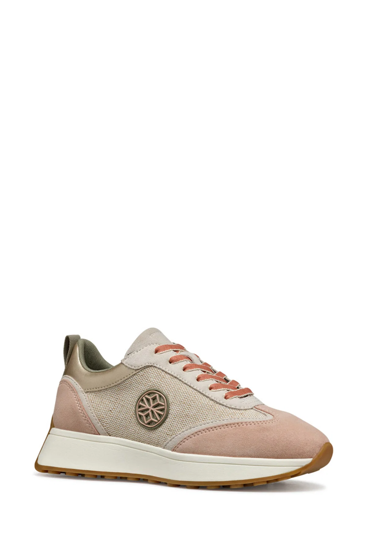 Geox Kadın Bej D Amabel A Bağcıklı Kalın Tabanlı Deri Sneaker - Image 2