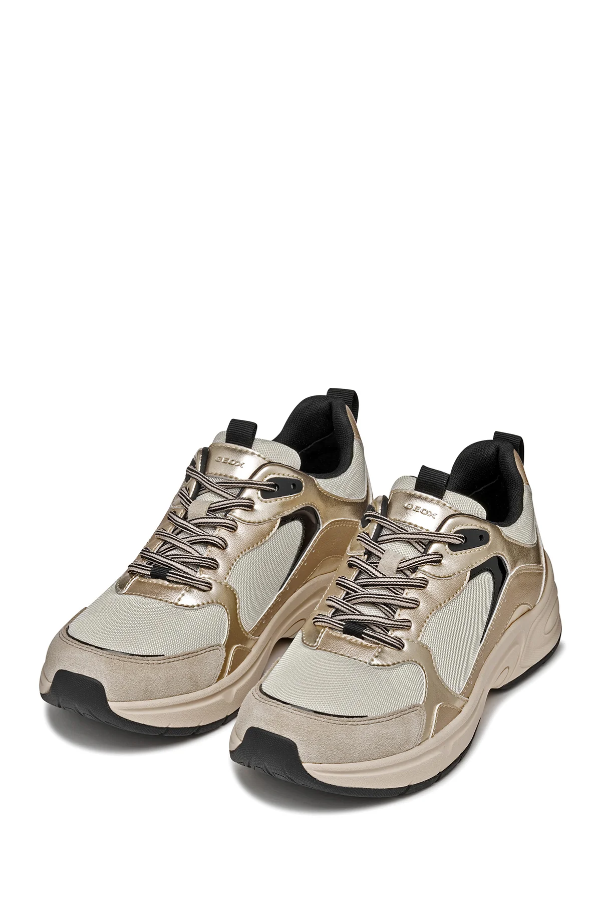 Geox Kadın Bej D Zarvıa A - Mesh+Pearl.Gbk Bağcıklı Kalın Tabanlı Deri Sneaker - Image 3