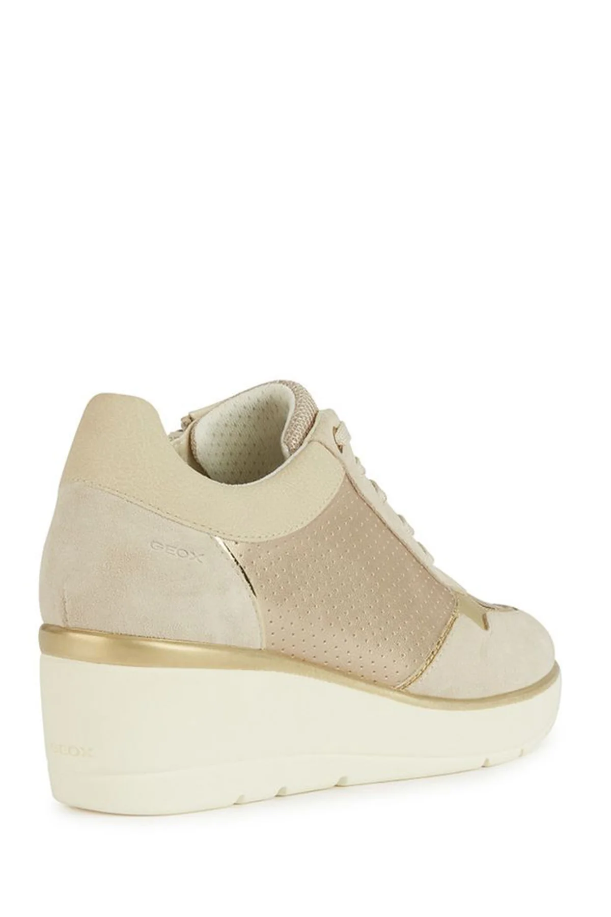 Geox Kadın Bej Ilde Kalın Tabanlı Bağcıklı Deri Sneaker - Image 2