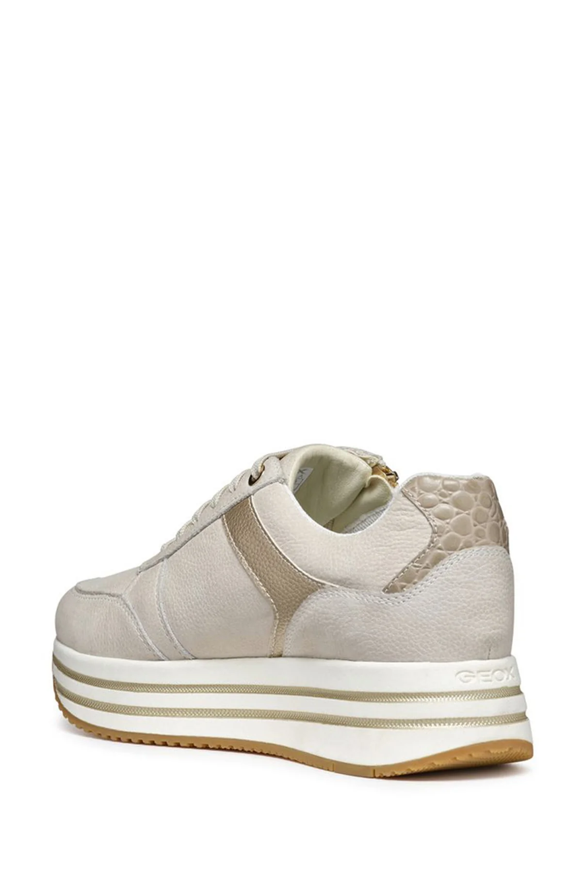 Geox Kadın Bej Kency Kalın Tabanlı Bağcıklı Sneaker - Image 2