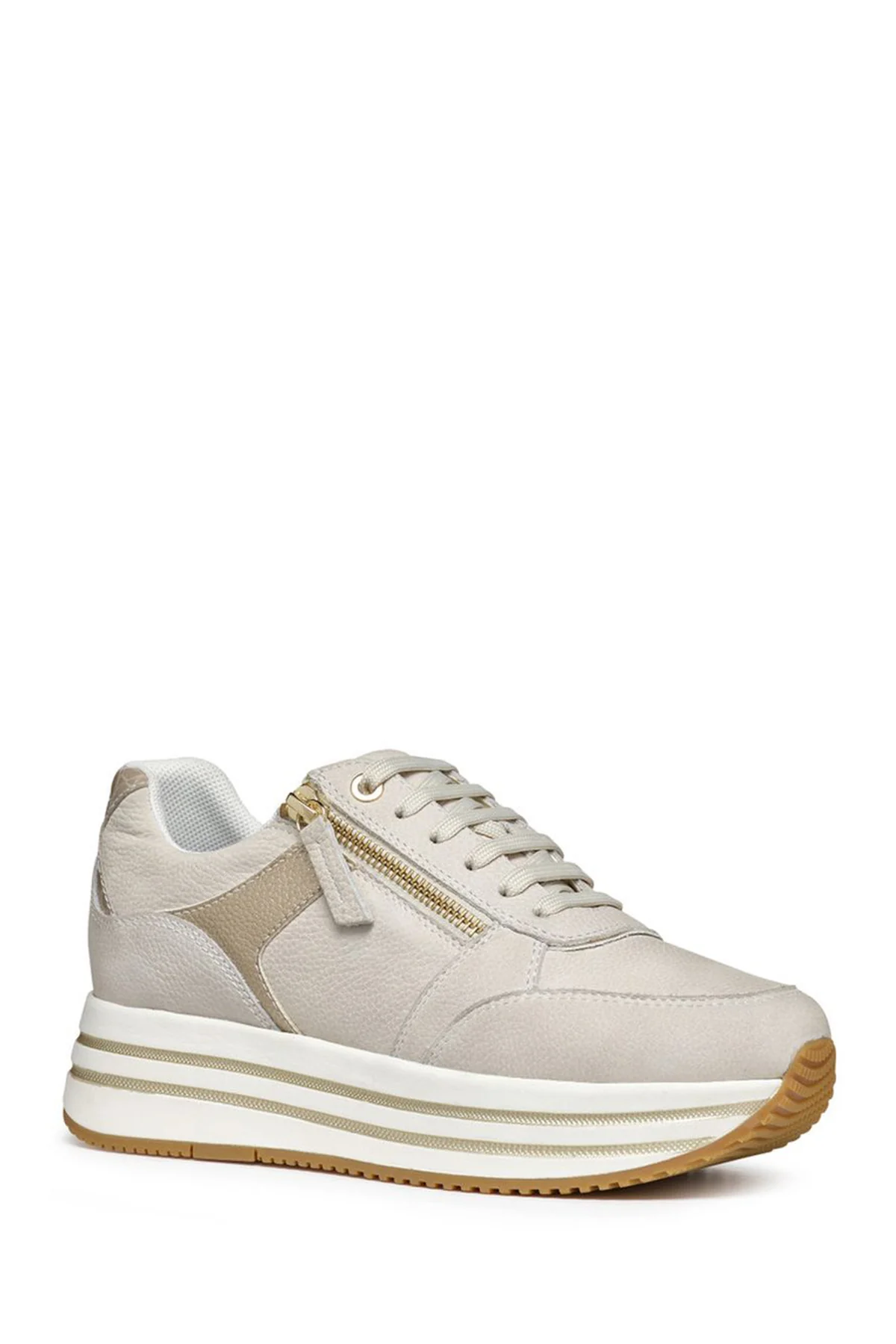 Geox Kadın Bej Kency Kalın Tabanlı Bağcıklı Sneaker - Image 3