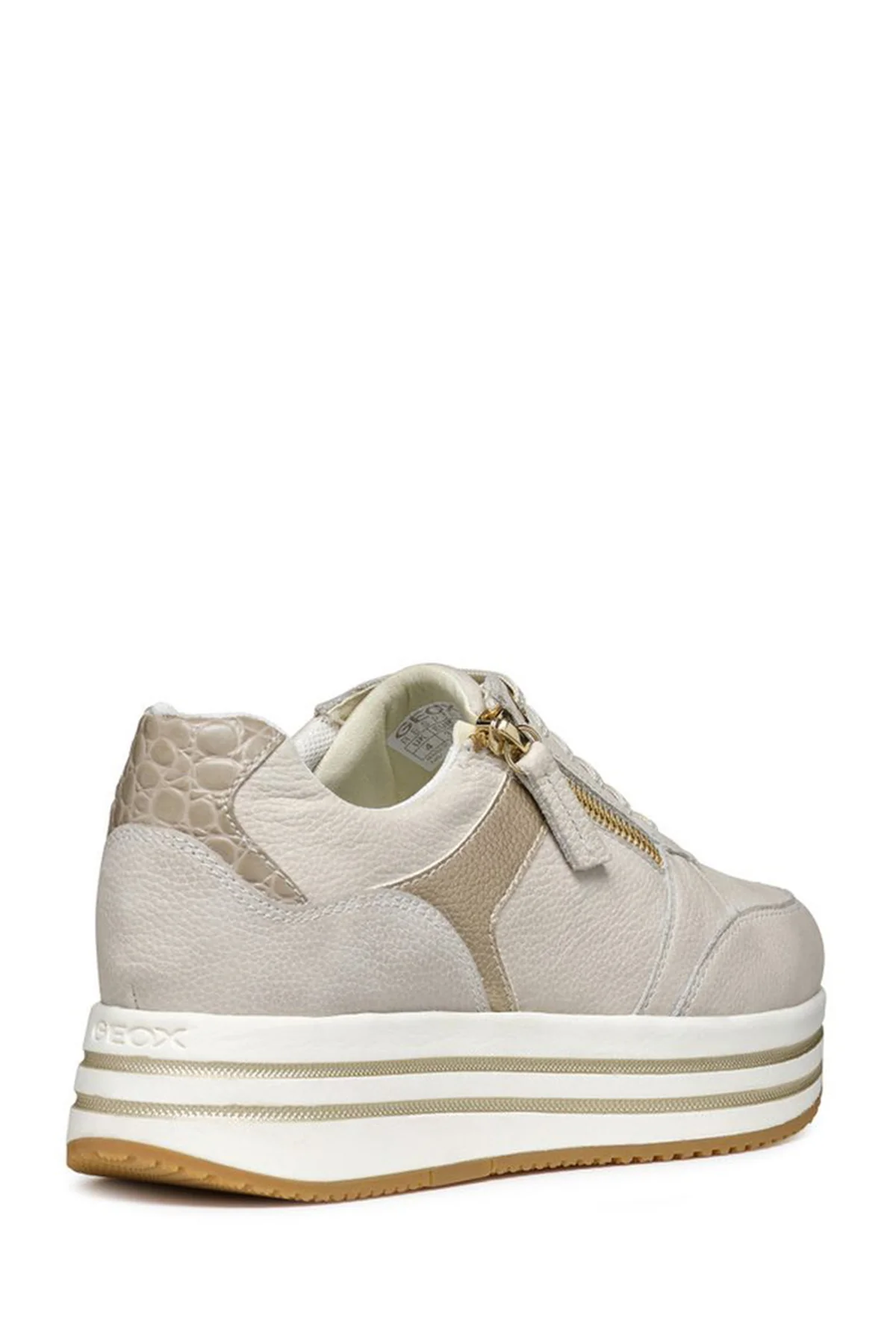 Geox Kadın Bej Kency Kalın Tabanlı Bağcıklı Sneaker - Image 4