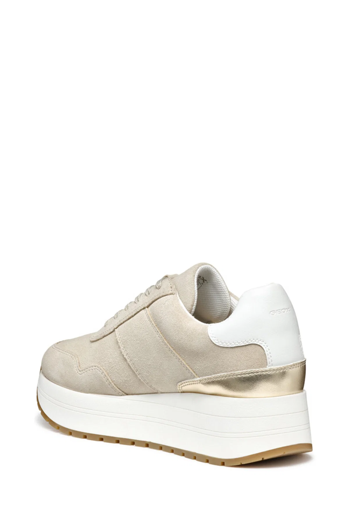 Geox Kadın Bej  Low-Top Bağcıklı Kalın Tabanlı Süet Deri Sneaker - Image 4