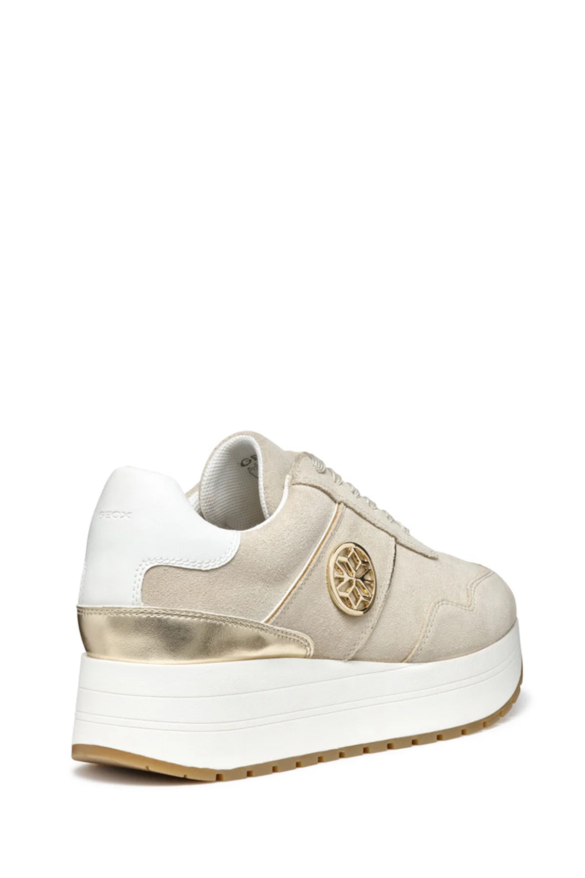Geox Kadın Bej  Low-Top Bağcıklı Kalın Tabanlı Süet Deri Sneaker - Image 5