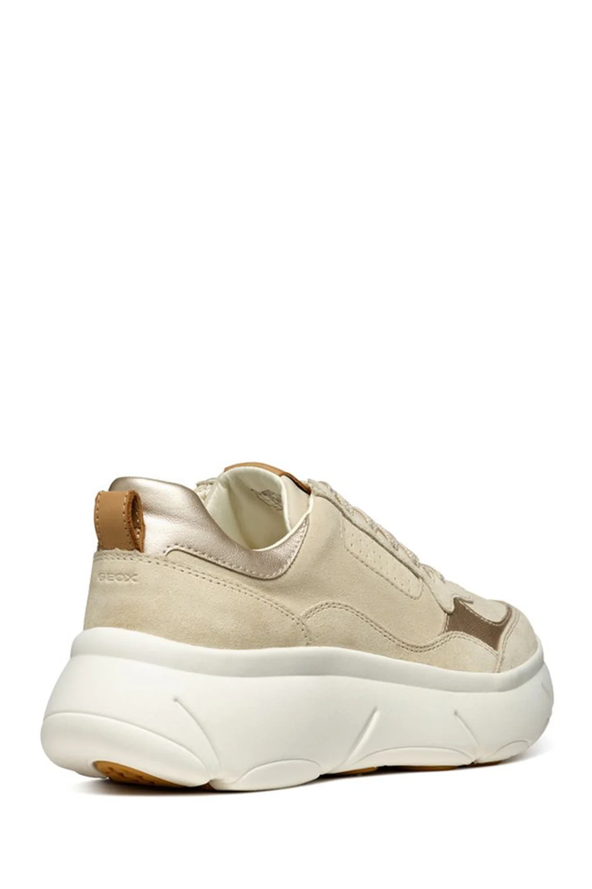 Geox Kadın Bej Nebula 2.0 X Kalın Tabanlı Bağcıklı Deri Sneaker - Image 4