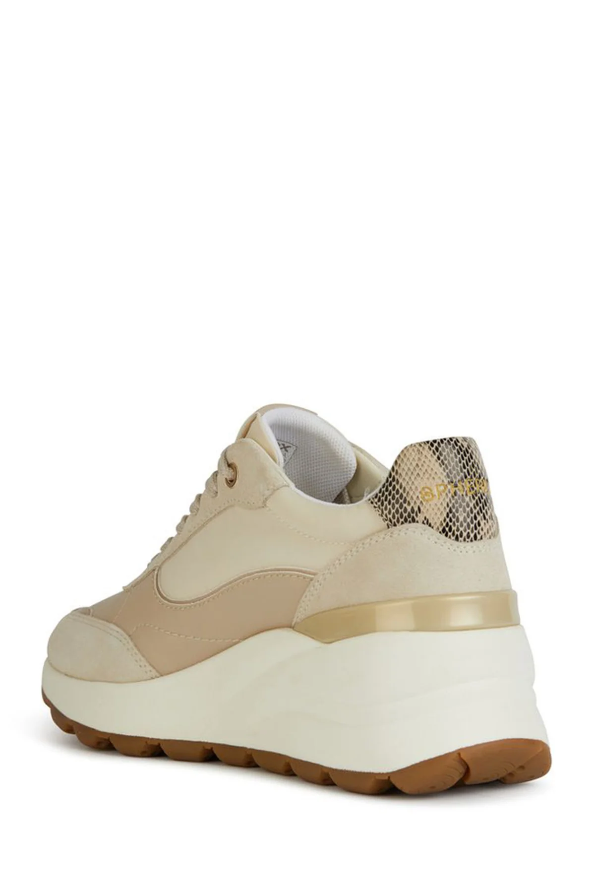 Geox Kadın Bej Spherica Ec11 Kalın Tabanlı Bağcıklı Deri Sneaker - Image 2