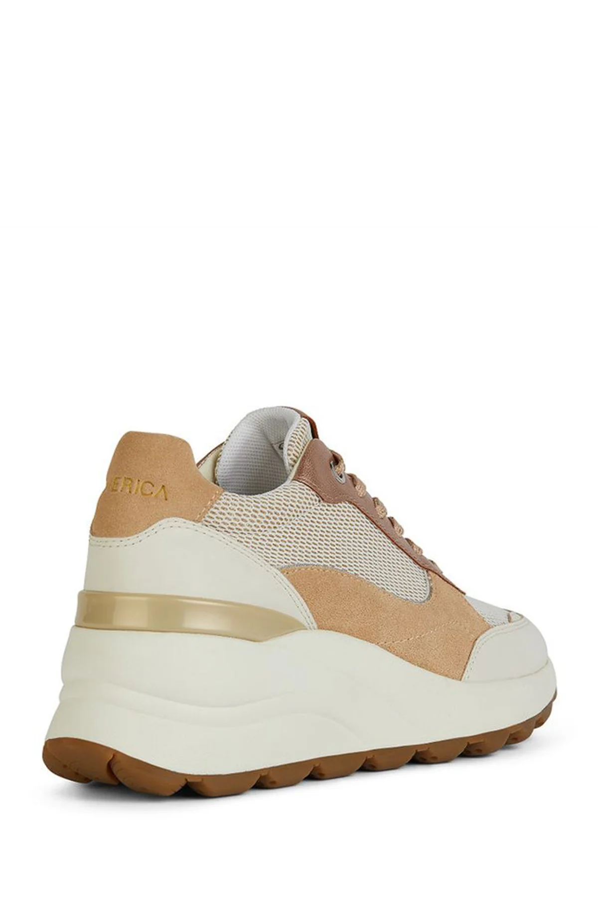 Geox Kadın Bej Spherica Ec13 Kalın Tabanlı Bağcıklı Deri Sneaker - Image 4