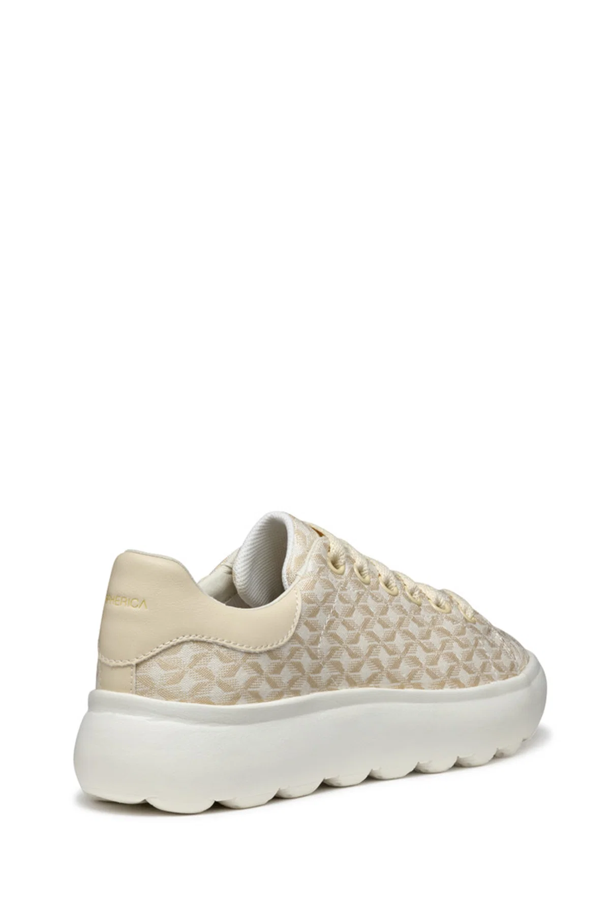 Geox Kadın Bej Spherica Ec4.1 Bağcıklı Desenli Kalın Tabanlı Sneaker - Image 4
